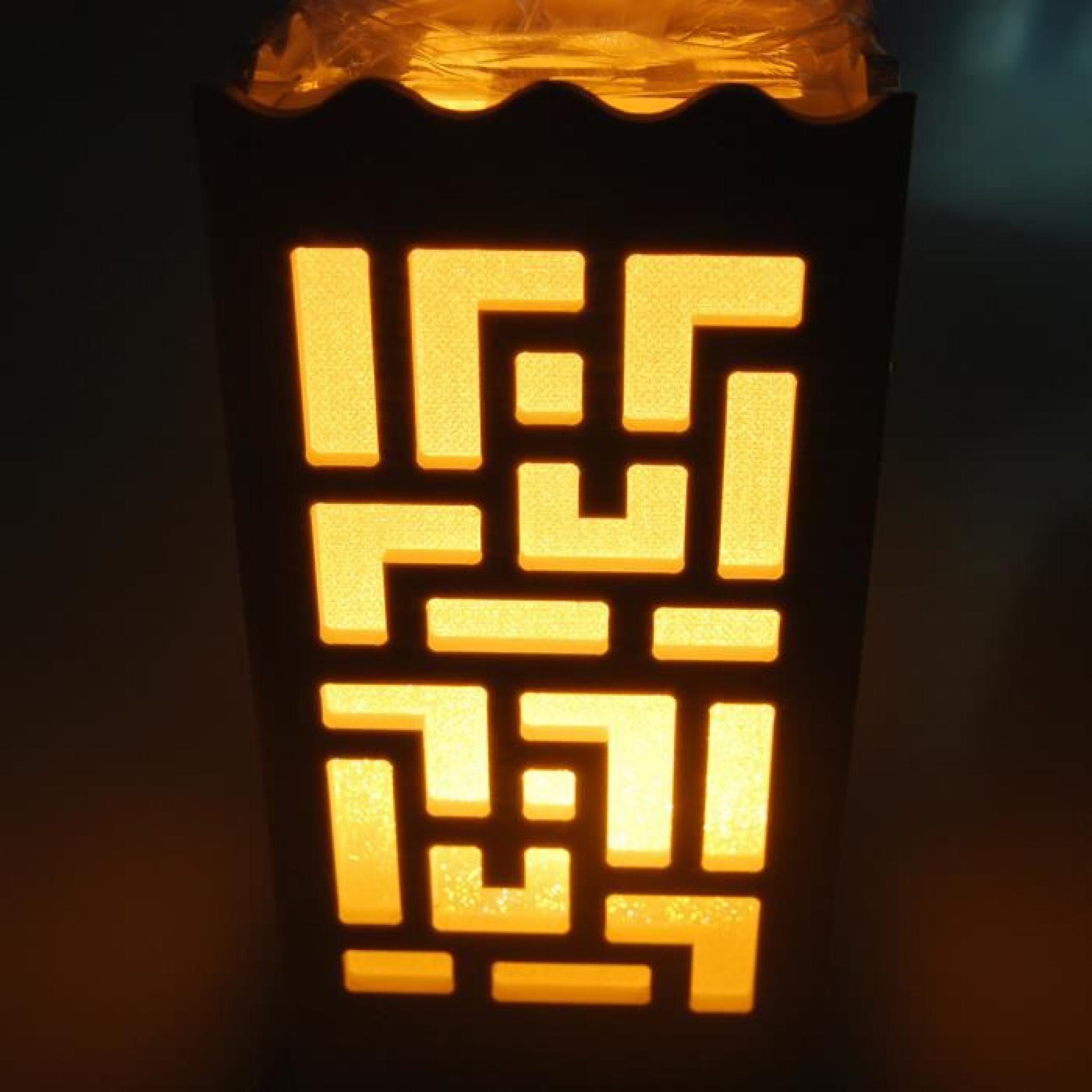 Lampadaire sculpté en bois ancien LED losange lampe de table lampe de chevet