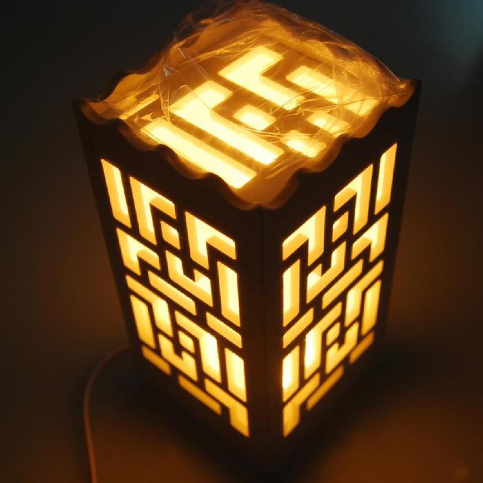 Lampadaire sculpté en bois ancien LED losange lampe de table lampe de chevet pas cher
