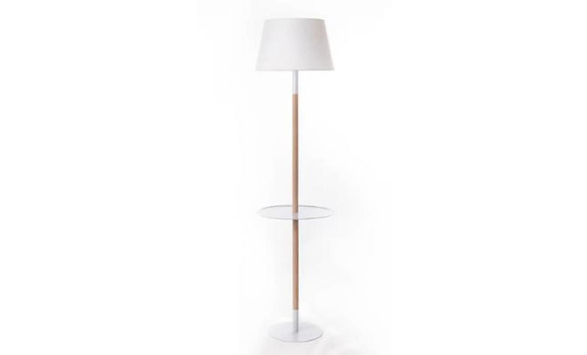 Lampadaire table en métal et bois - Dim : H. 158 x D. 40 cm