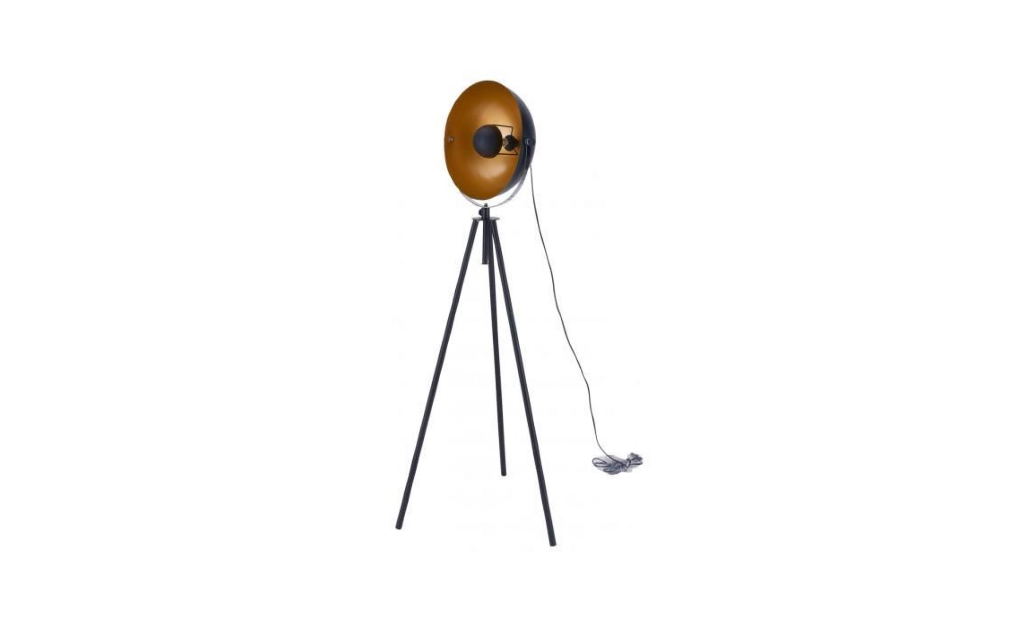 lampadaire trépied 167 cm en acier coloris noir et cuivré  collection : c thoen p 46228 co marron