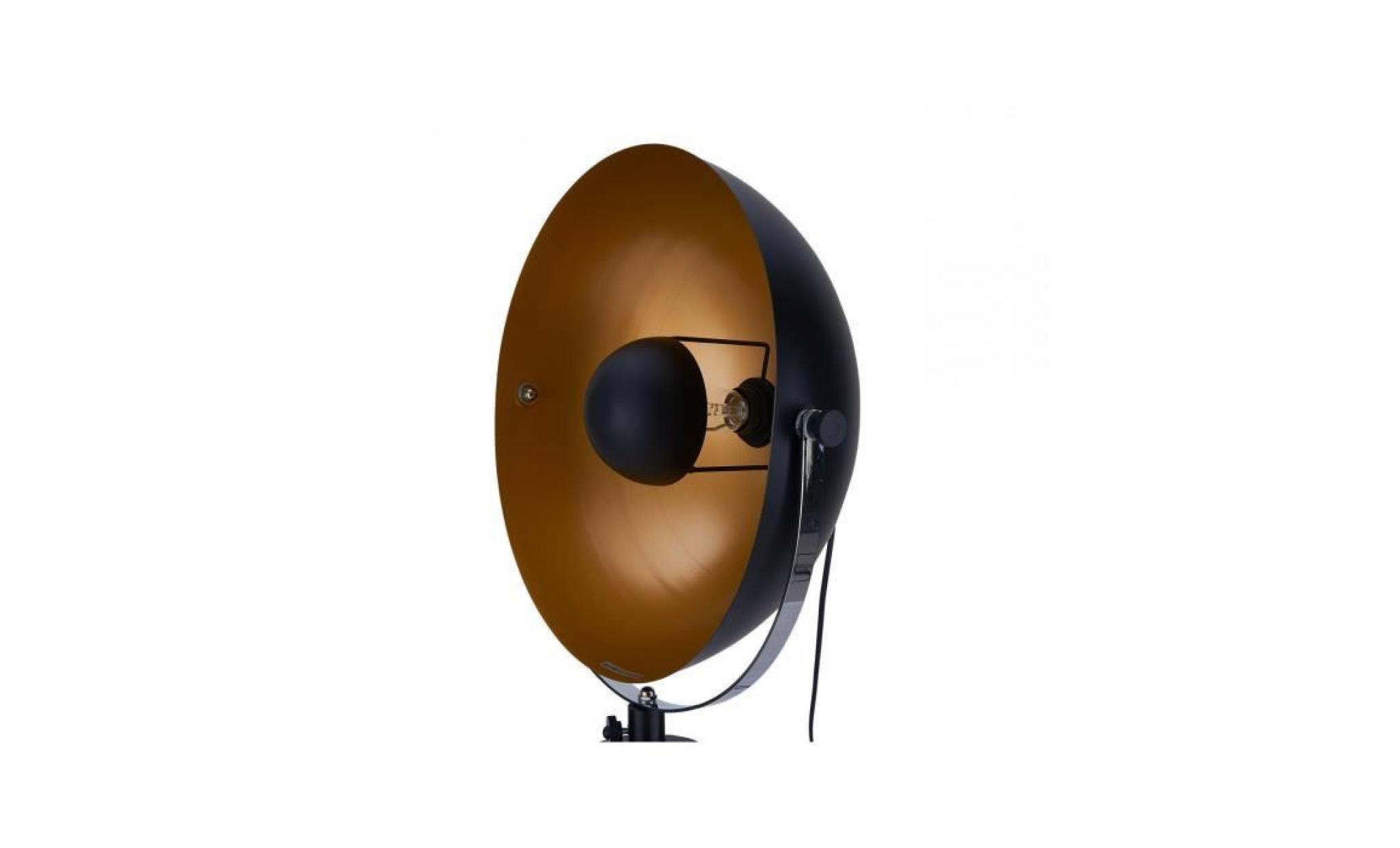 lampadaire trépied 68 cm en acier coloris noir et or collection : c whitelaw p 46232 co noir, or pas cher