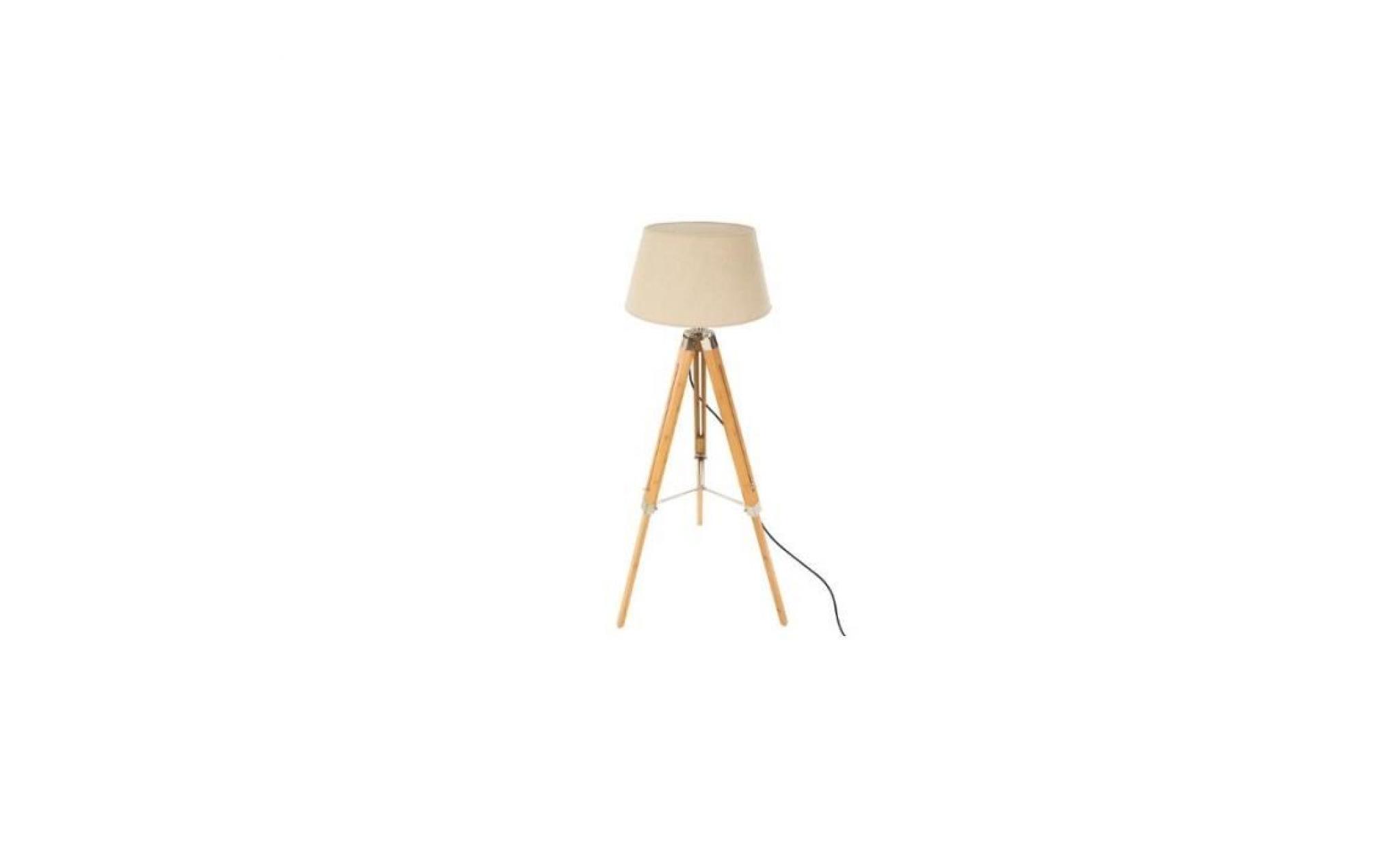 lampadaire trépied en bambou   h 146 cm beige