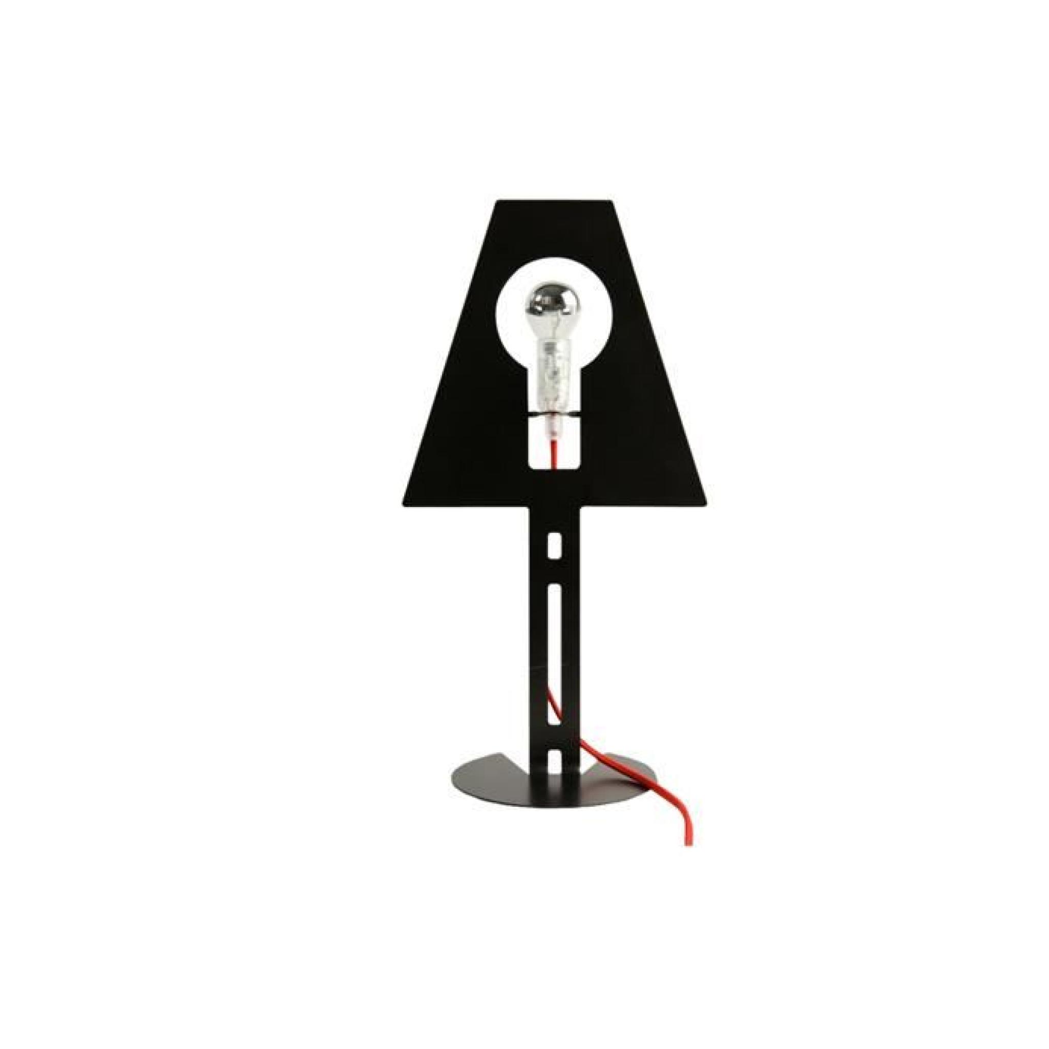 Lampe ''2D-2Plis'' noire, câble rouge par Fenel & Arno