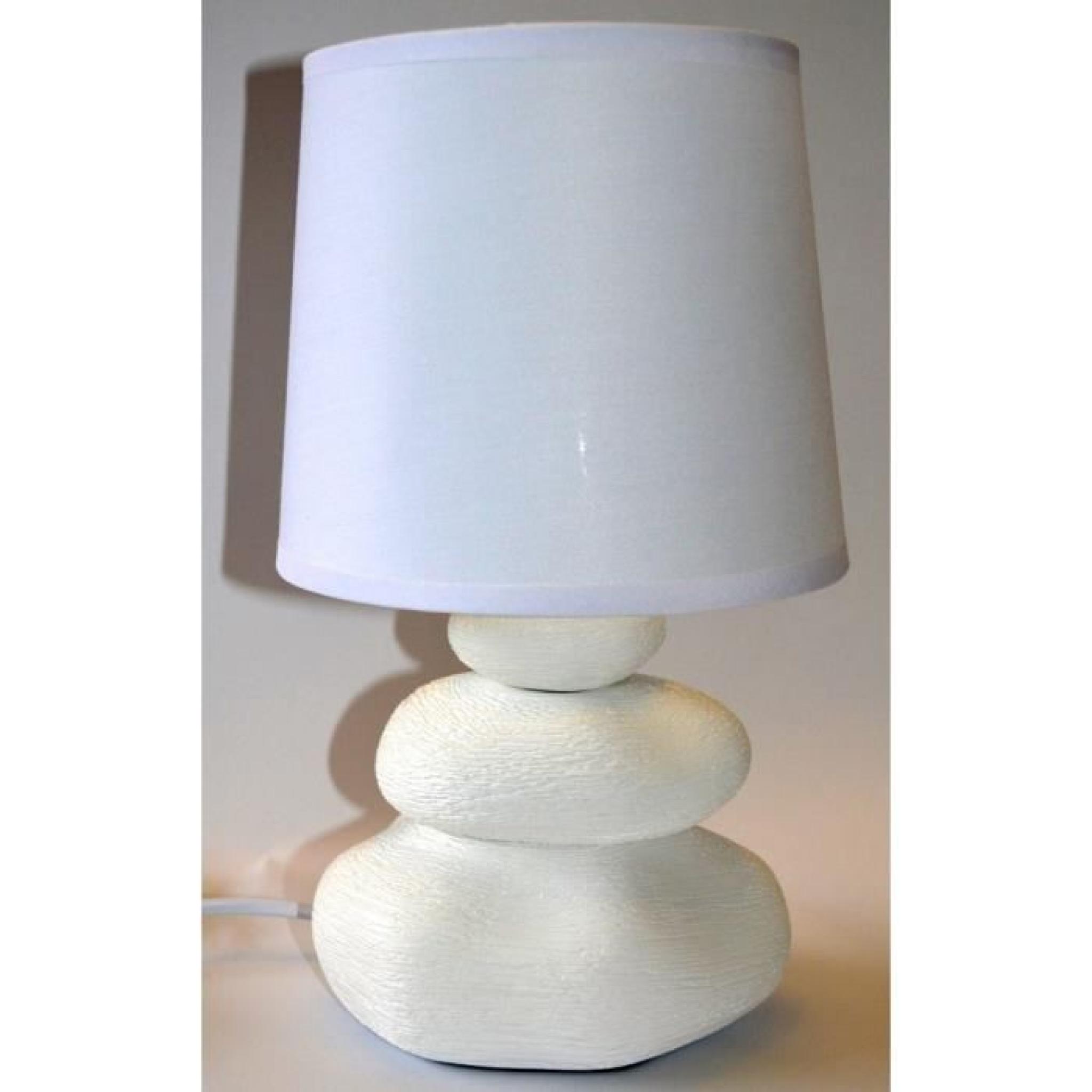 Lampe 3 galets céramique effet pierre - Blanc