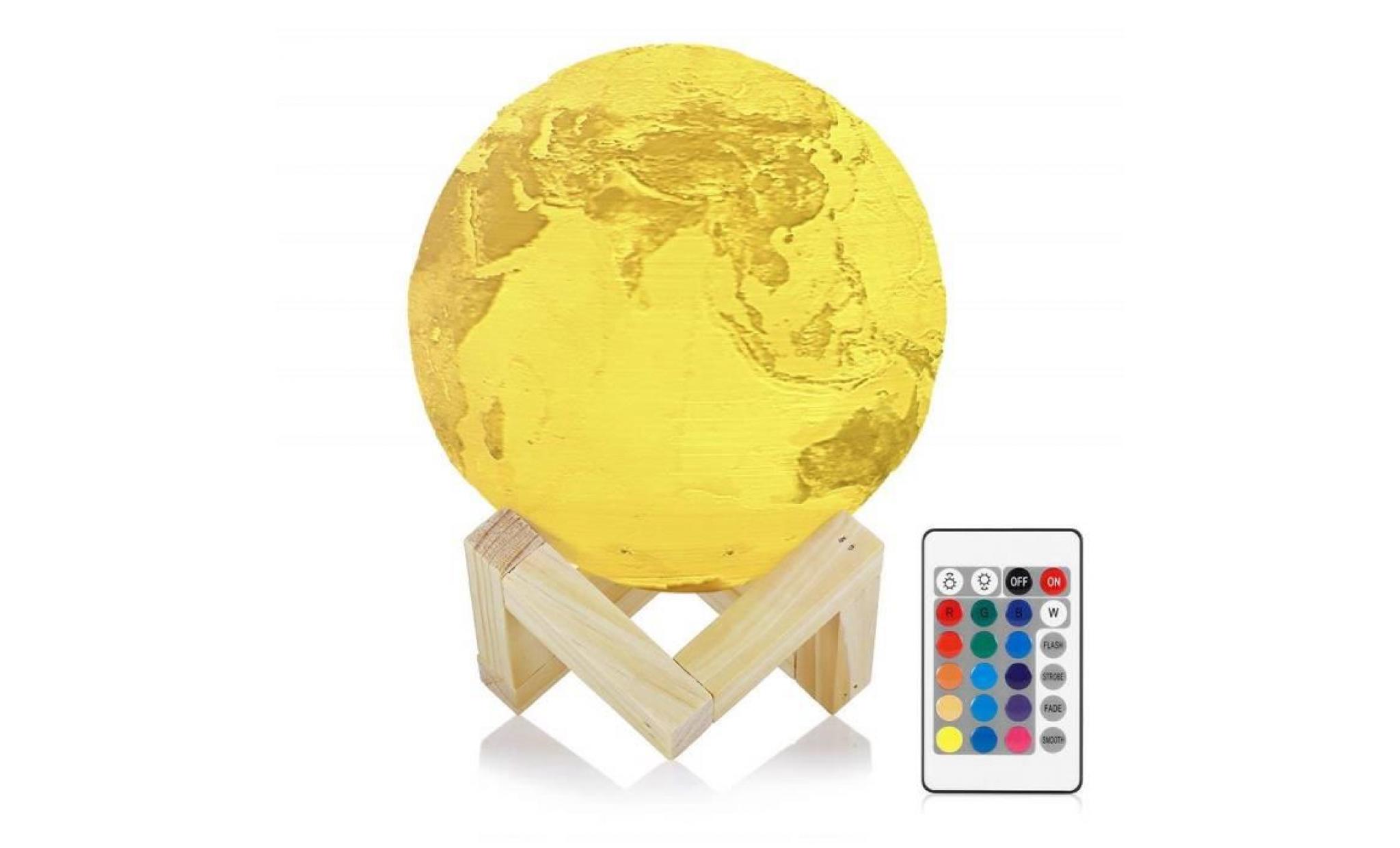 lampe 3d lampe globe terrestre inlife veilleuse rechargeable 16 couleurs,télécommande,lampe de chevet pour enfants,cadeau