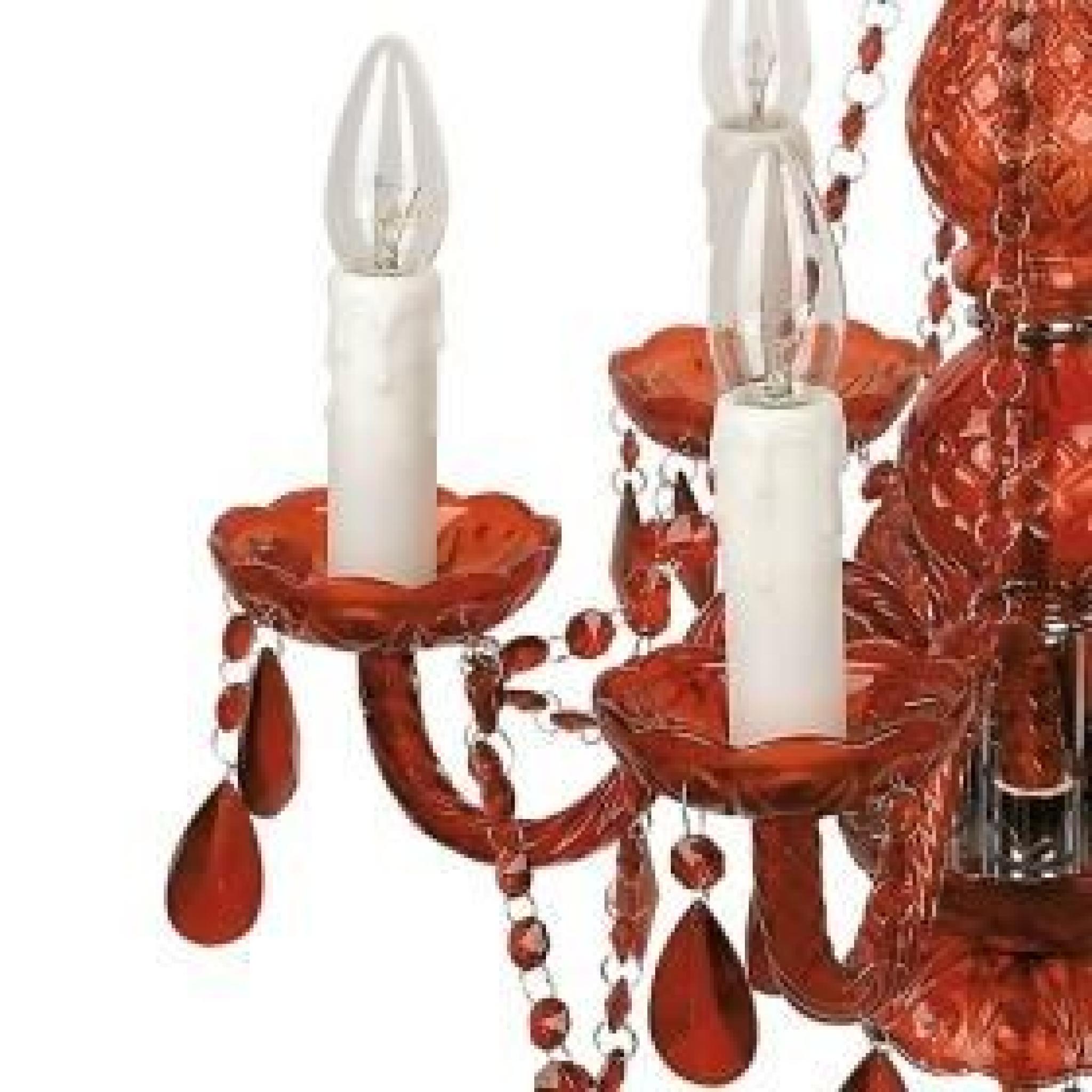 Lampe 6-Branches Baroque en Verre Rouge pas cher