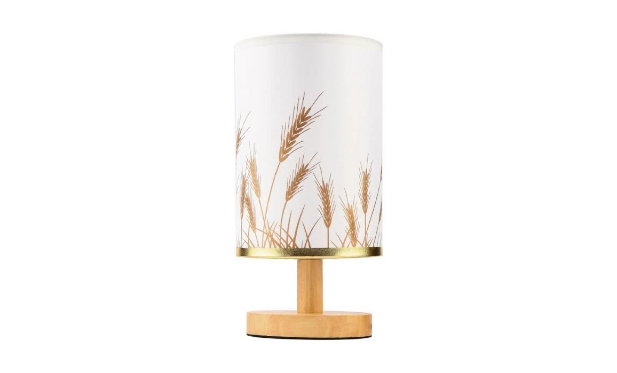 lampe à poser avec abat jour hauteur 28 cm diamètre 14 cm e27 40w style nordique lampe de chevet en bois blanc