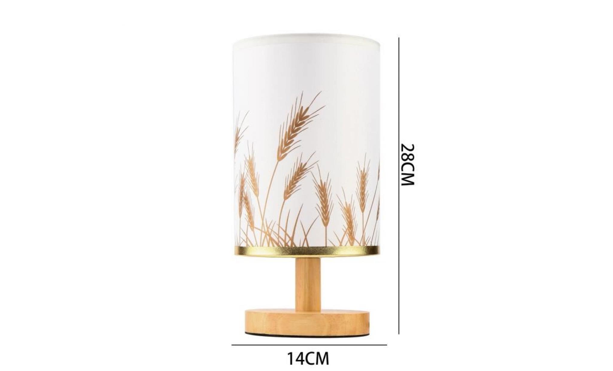 lampe à poser avec abat jour hauteur 28 cm diamètre 14 cm e27 40w style nordique lampe de chevet en bois blanc pas cher