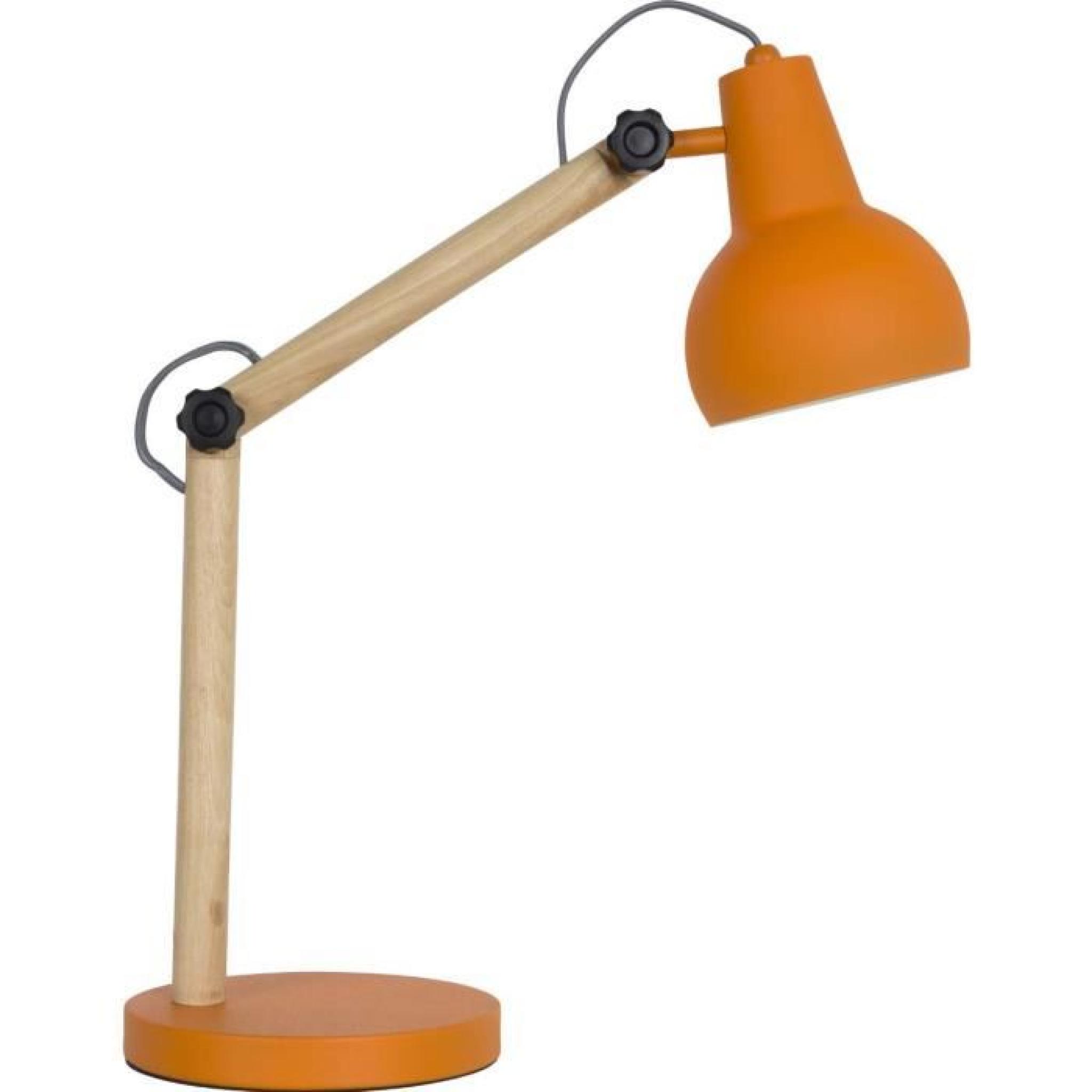 Lampe à poser bois métal Study Couleur Orange