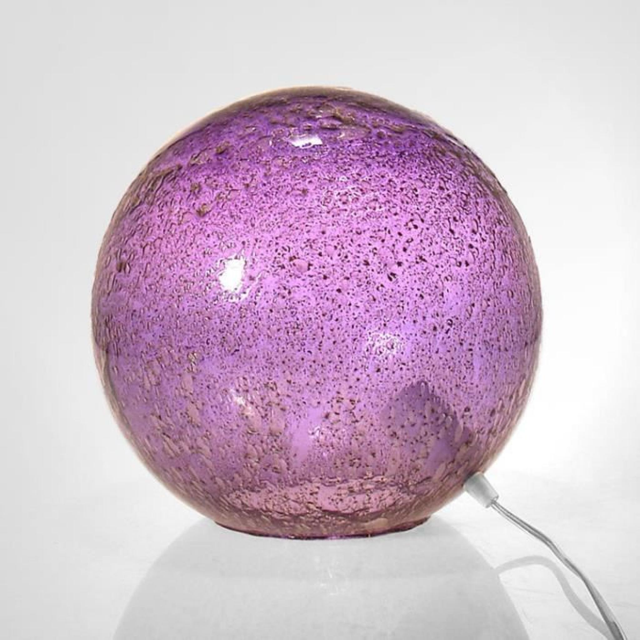 Lampe à poser boule en verre soufflé bouche teinte volcanique Lightingball-Violet16cm