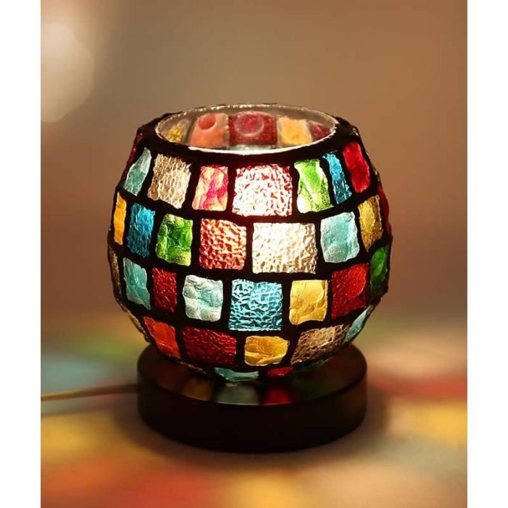 Lampe à poser bureau table Art design manuel antique style vitrail verre coloré
