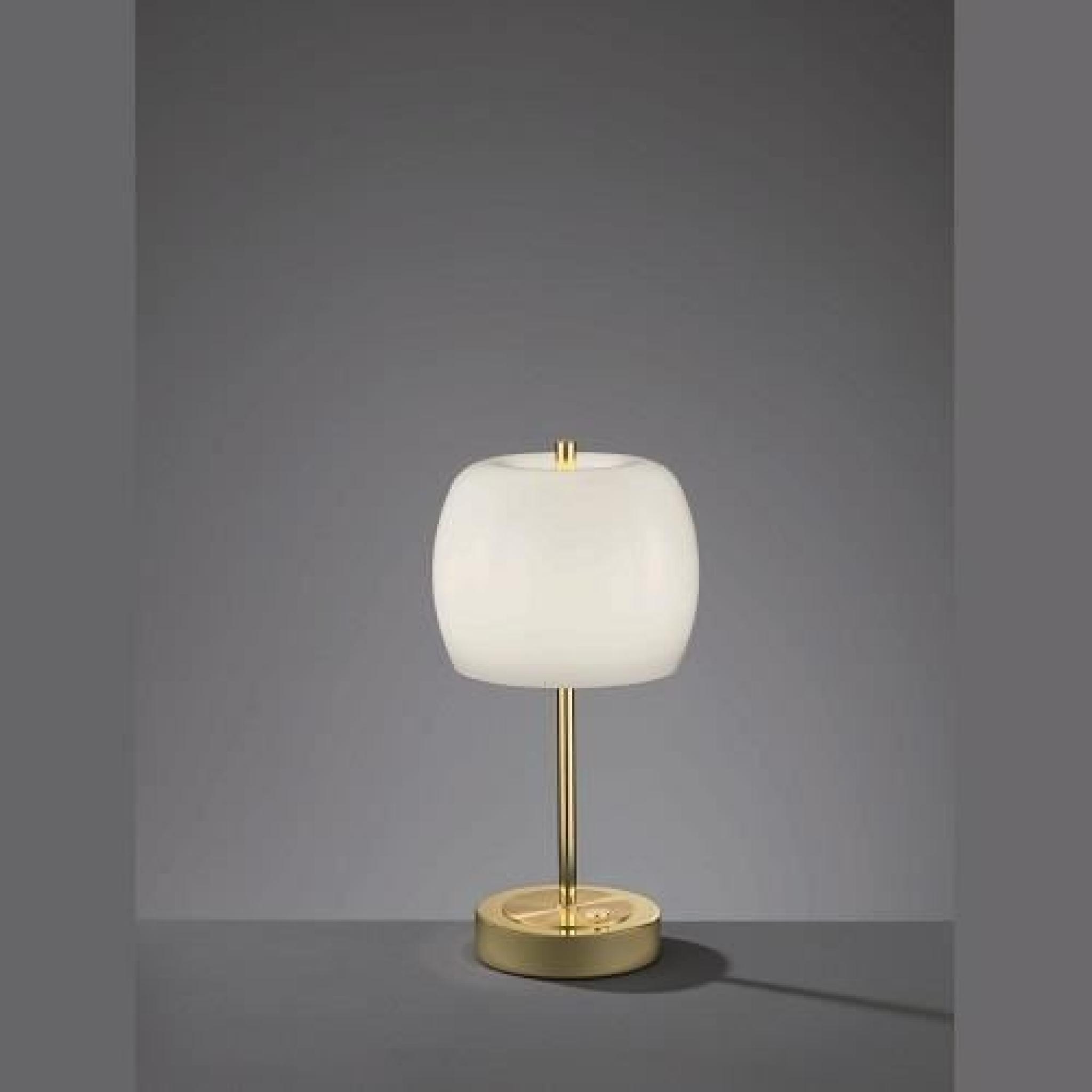 Lampe a poser design Pear en Laiton et Verre Opale
