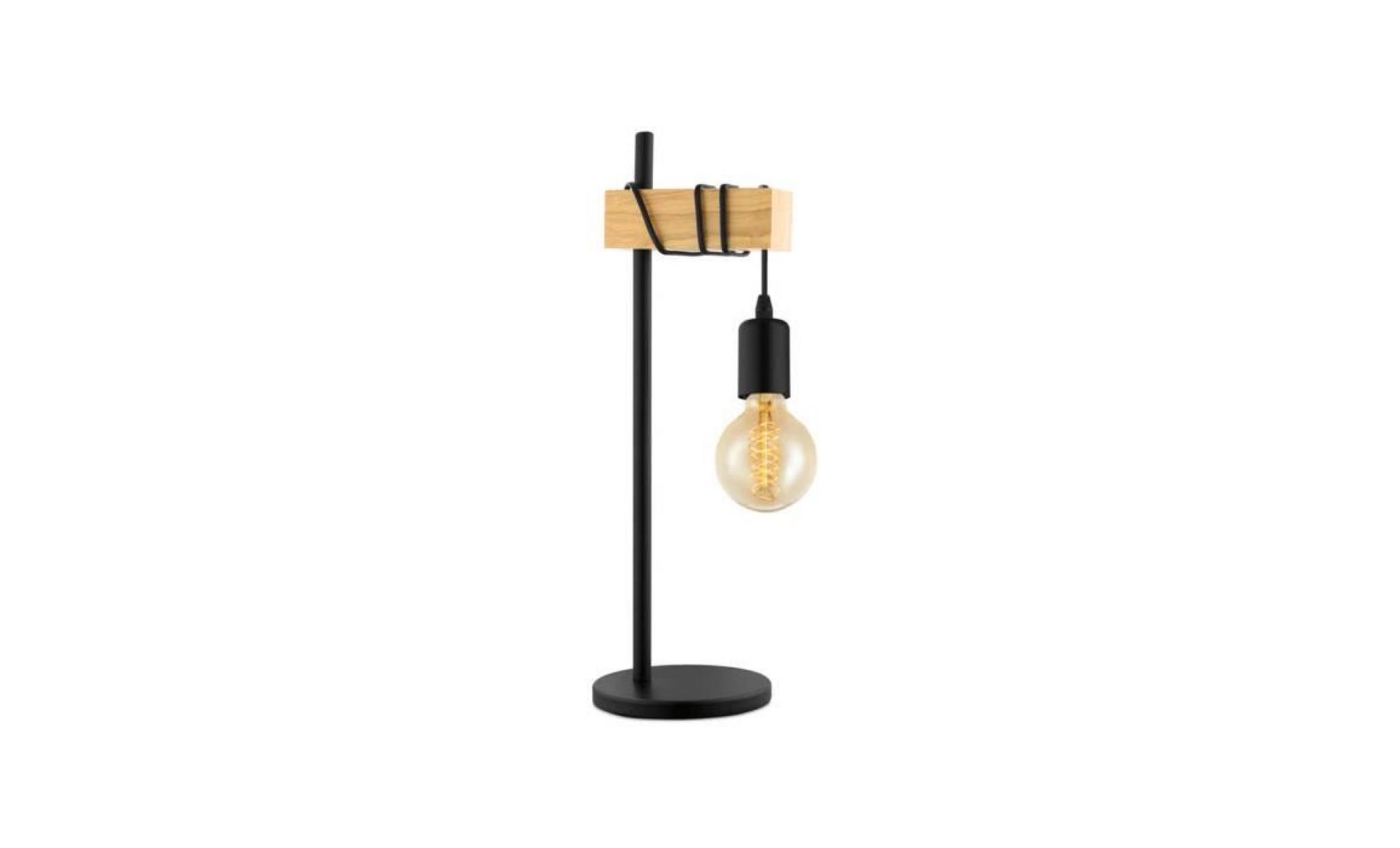 lampe à poser en bois et acier noir hauteur 50cm townshend