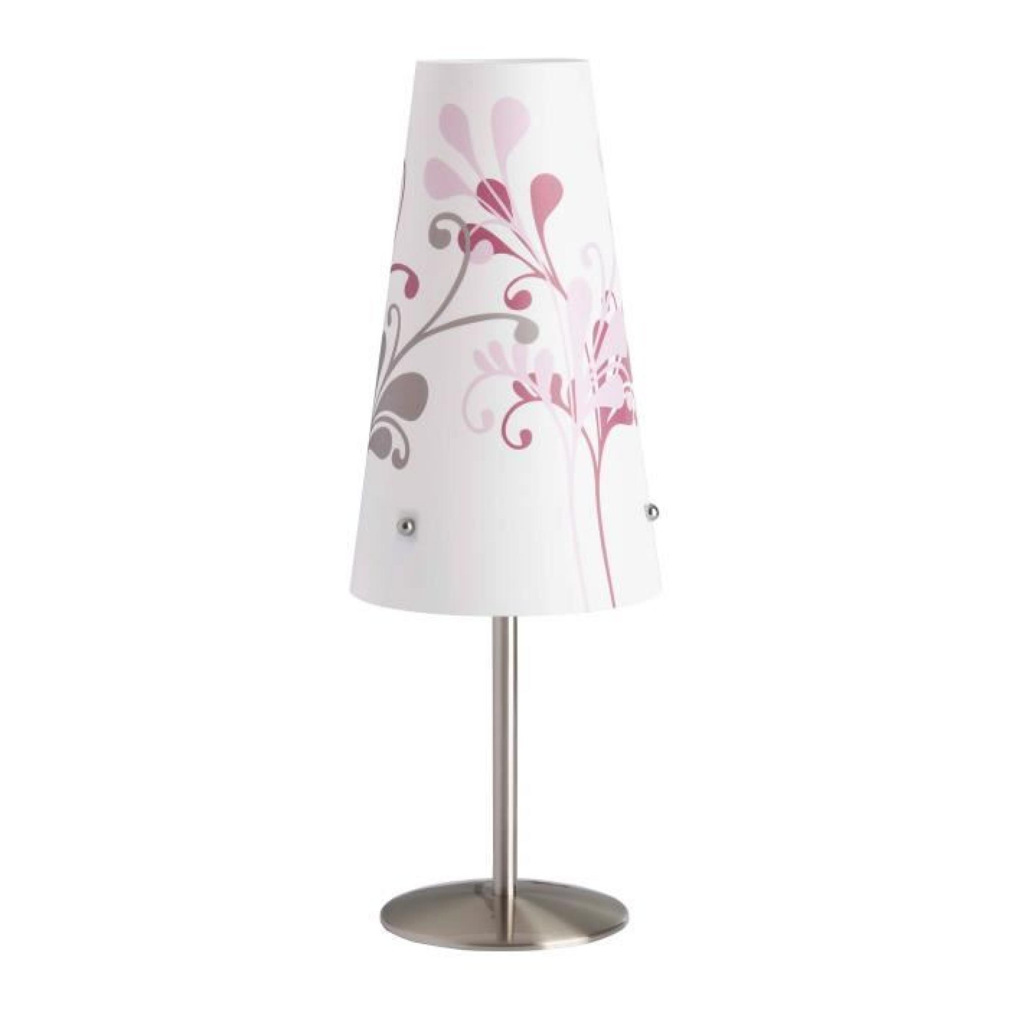 Lampe à poser en métal et abat jour conique en plastique hauteur 38cm diamètre 14cm Isi-Blanc/Rose