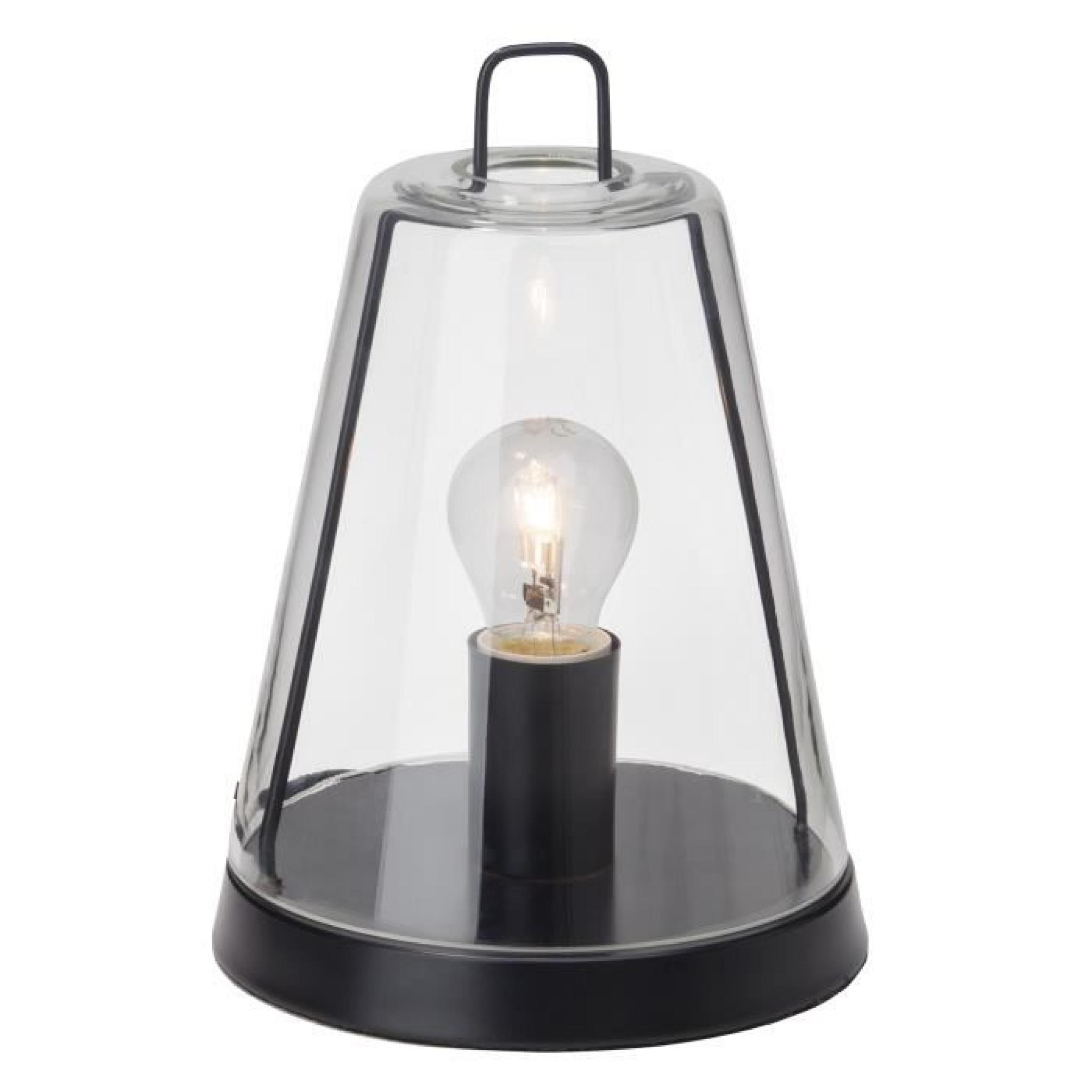 Lampe à poser en métal et verre transparent hauteur 26 cm Handy-