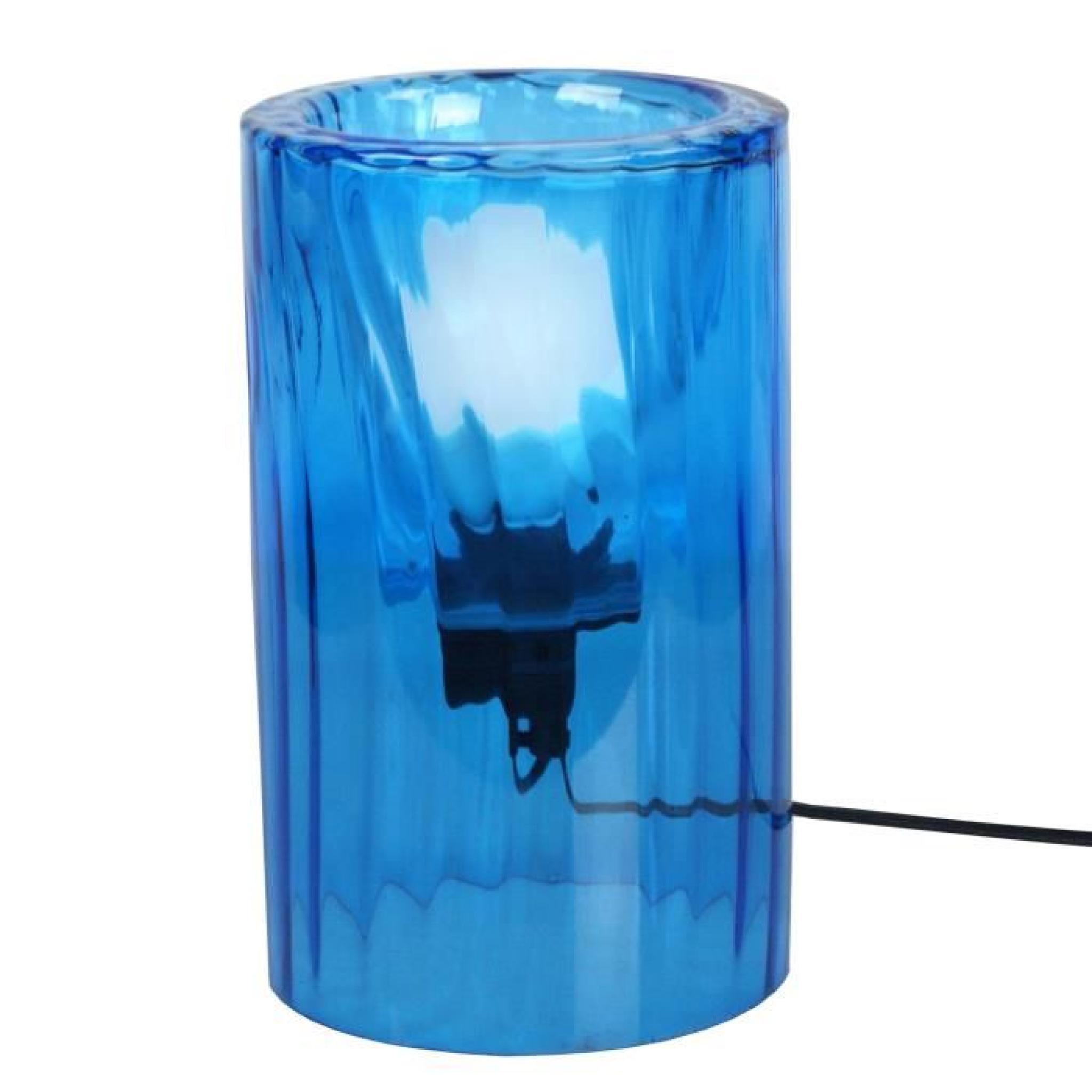 Lampe à poser en verre cylindrique diamètre 15cm Luna-Transparent