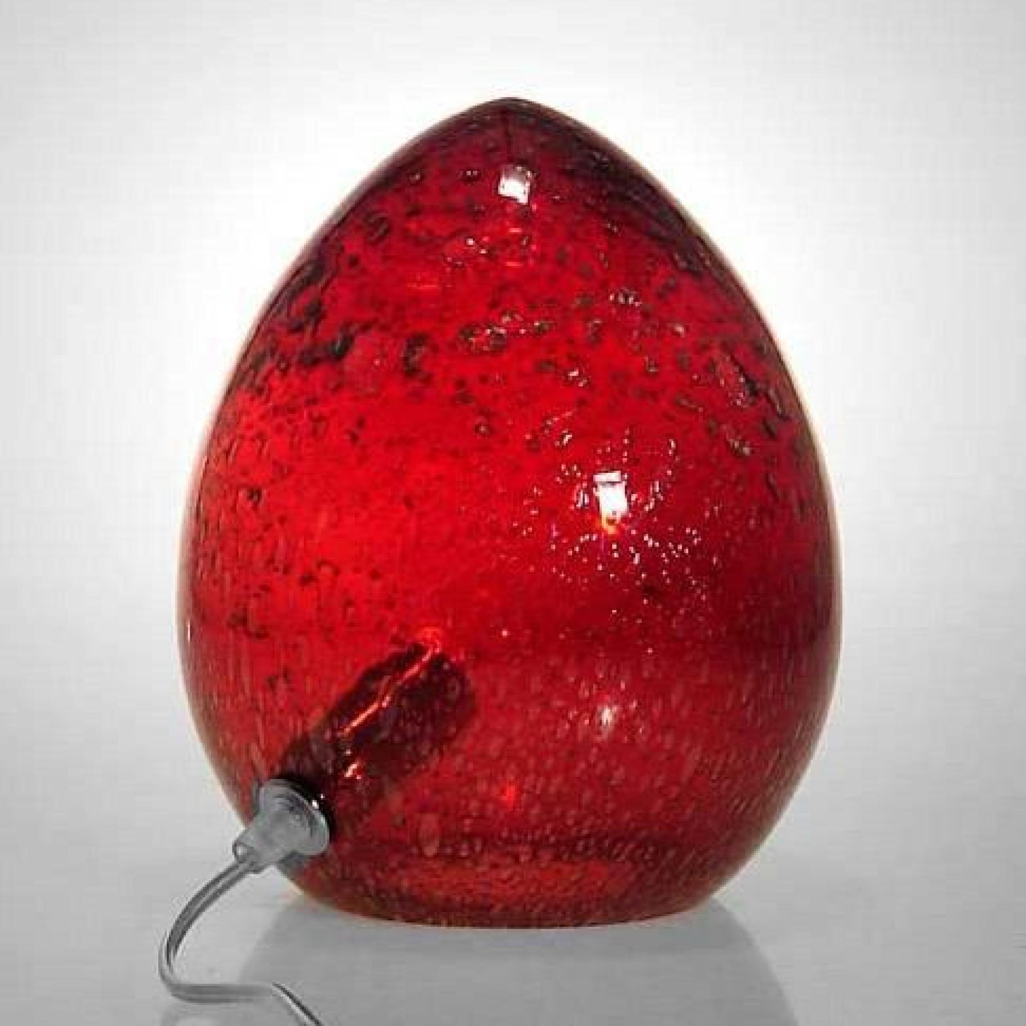 Lampe à poser en verre soufflé bouche teinte volcanique forme uf Egg-Violet19cm