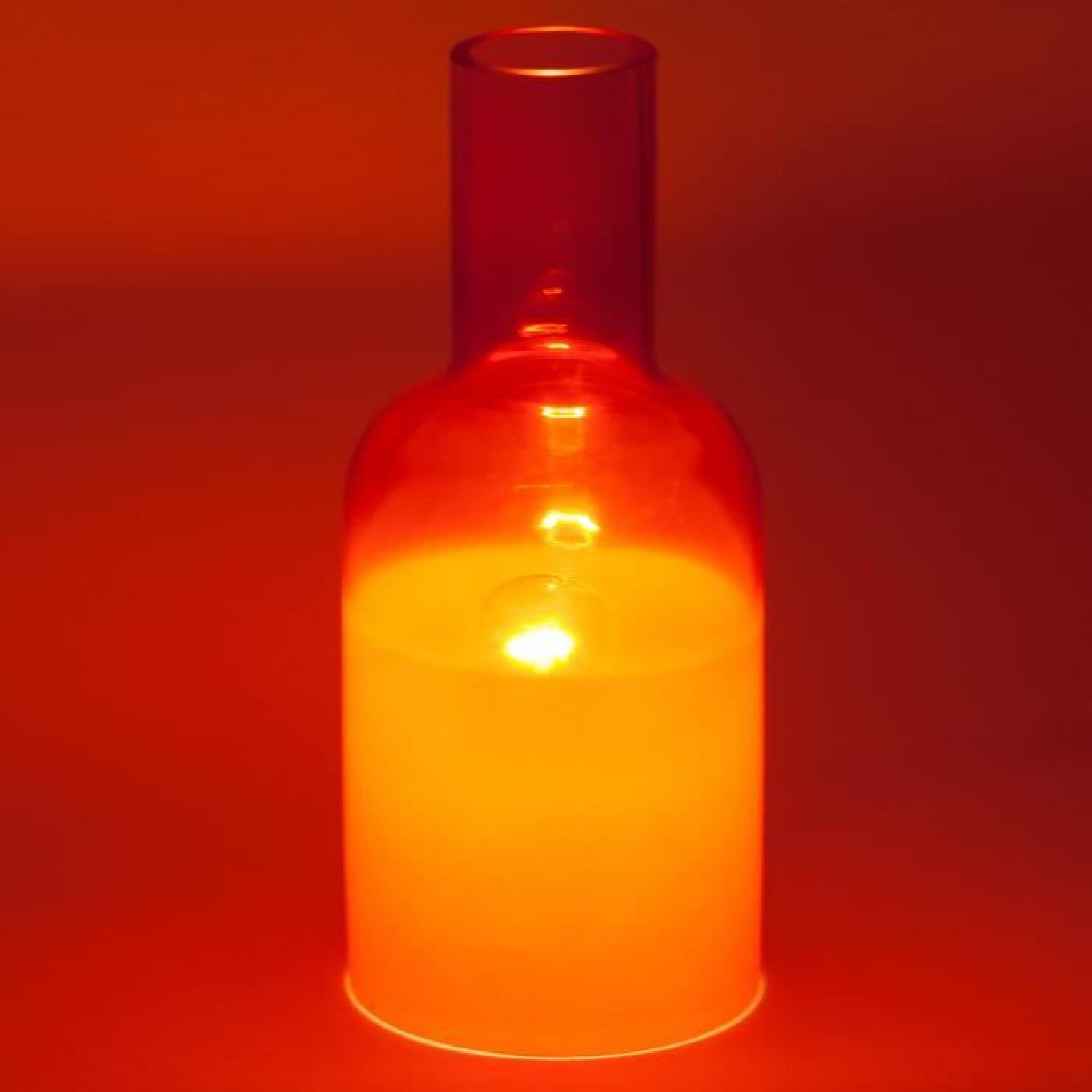Lampe à poser forme bouteille en verre hauteur 27.5cm diamètre 12cm Doris-Jaune