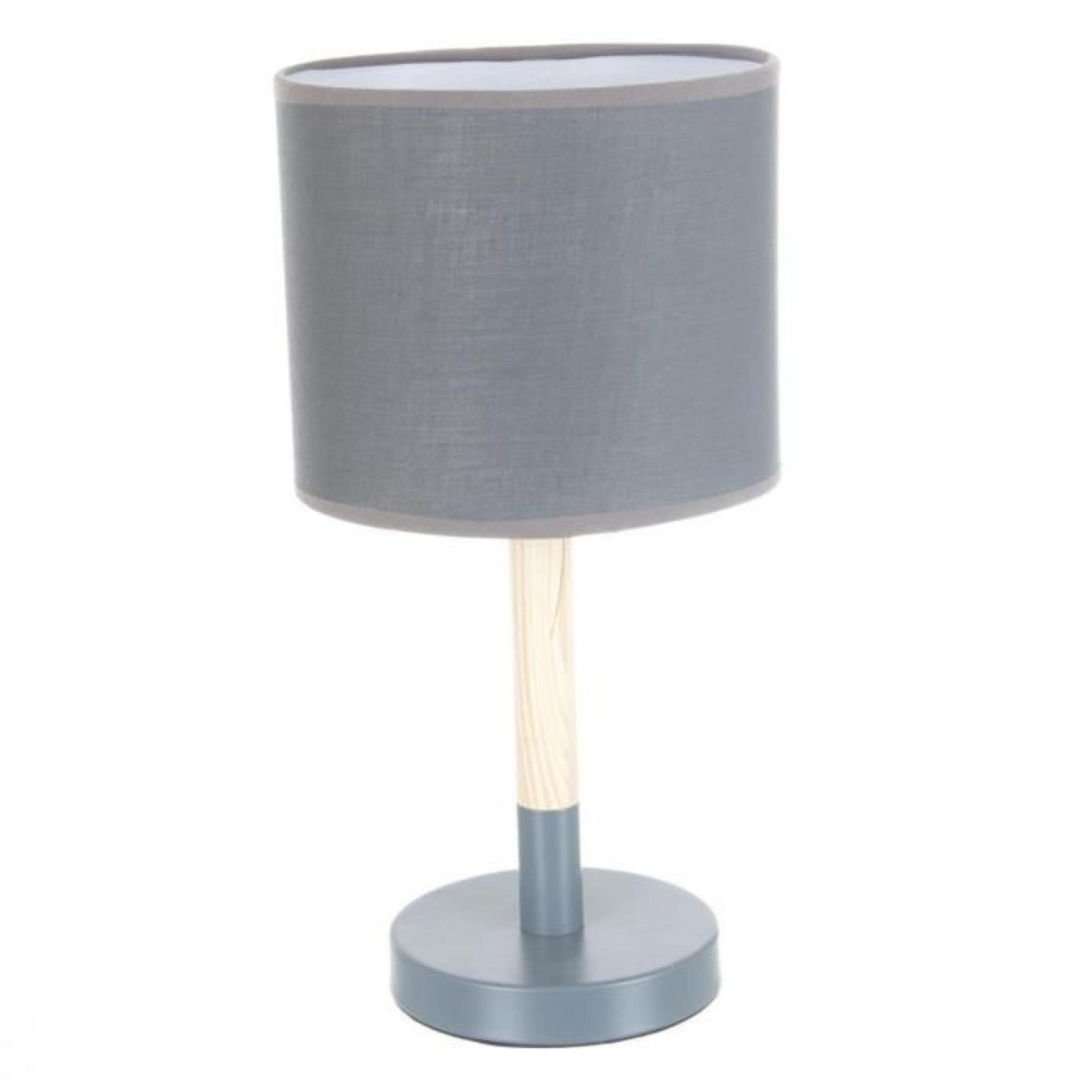 Lampe à poser - Style scandinave - Pied en métal et bois - BLANC Cassé