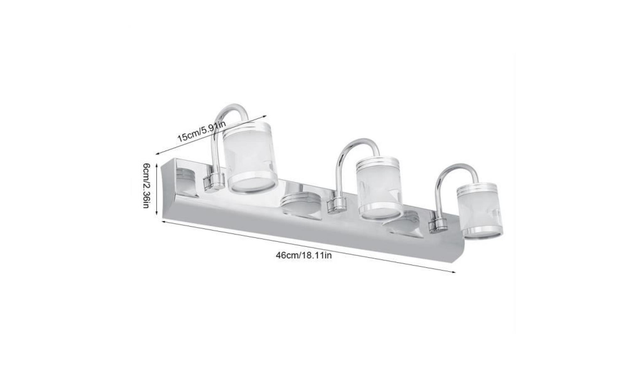 lampe applique lumière pour miroir salle de bain moderne avec 3led luminaire mural fixe (blanc chaud 90 220v) pas cher