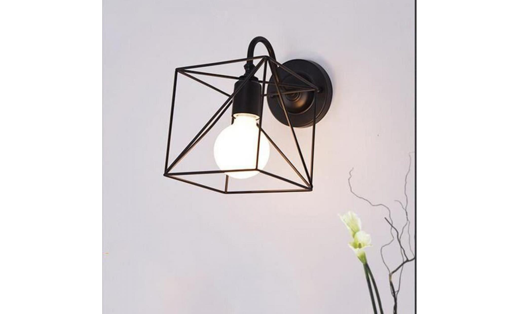 lampe applique murale rétro métal fer industrielle luminaire en cage cube eclairage suspension pas cher