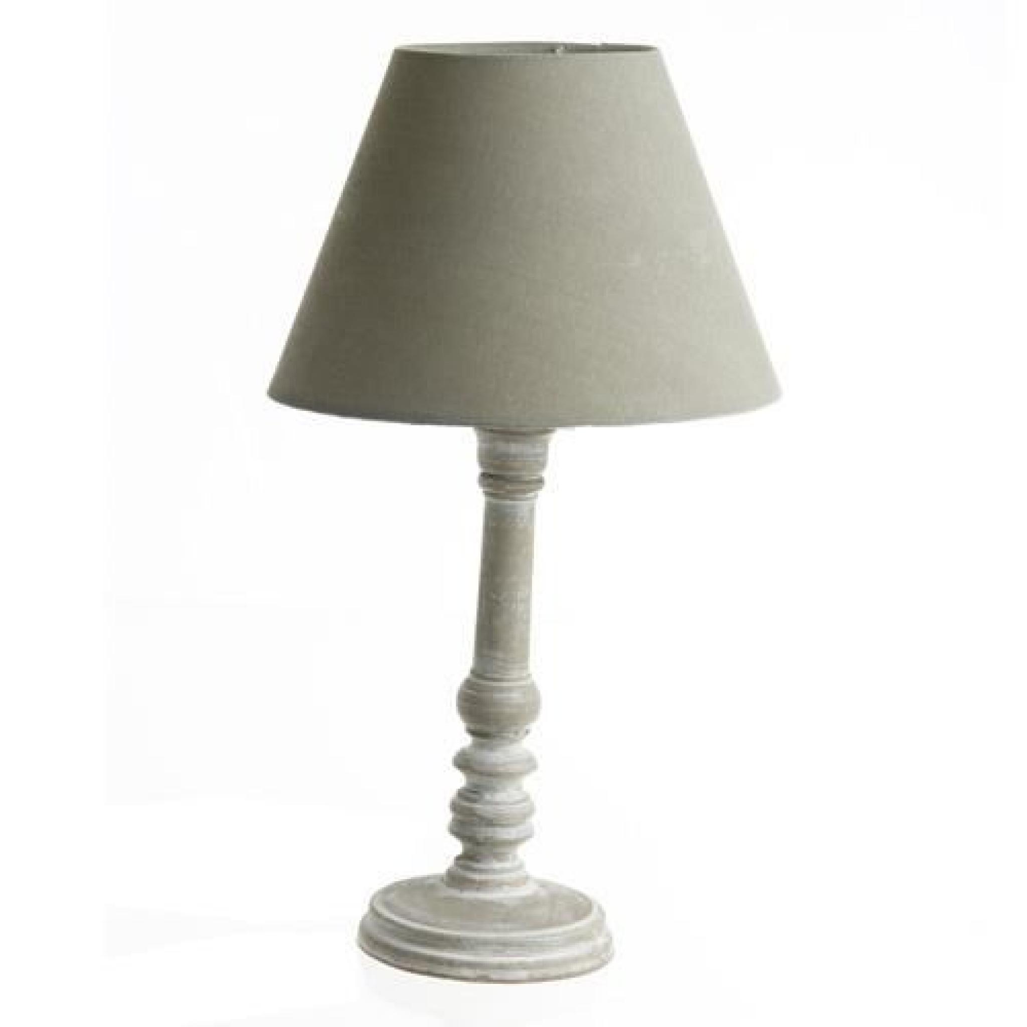 Lampe Bois - H. 36 cm - Taupe