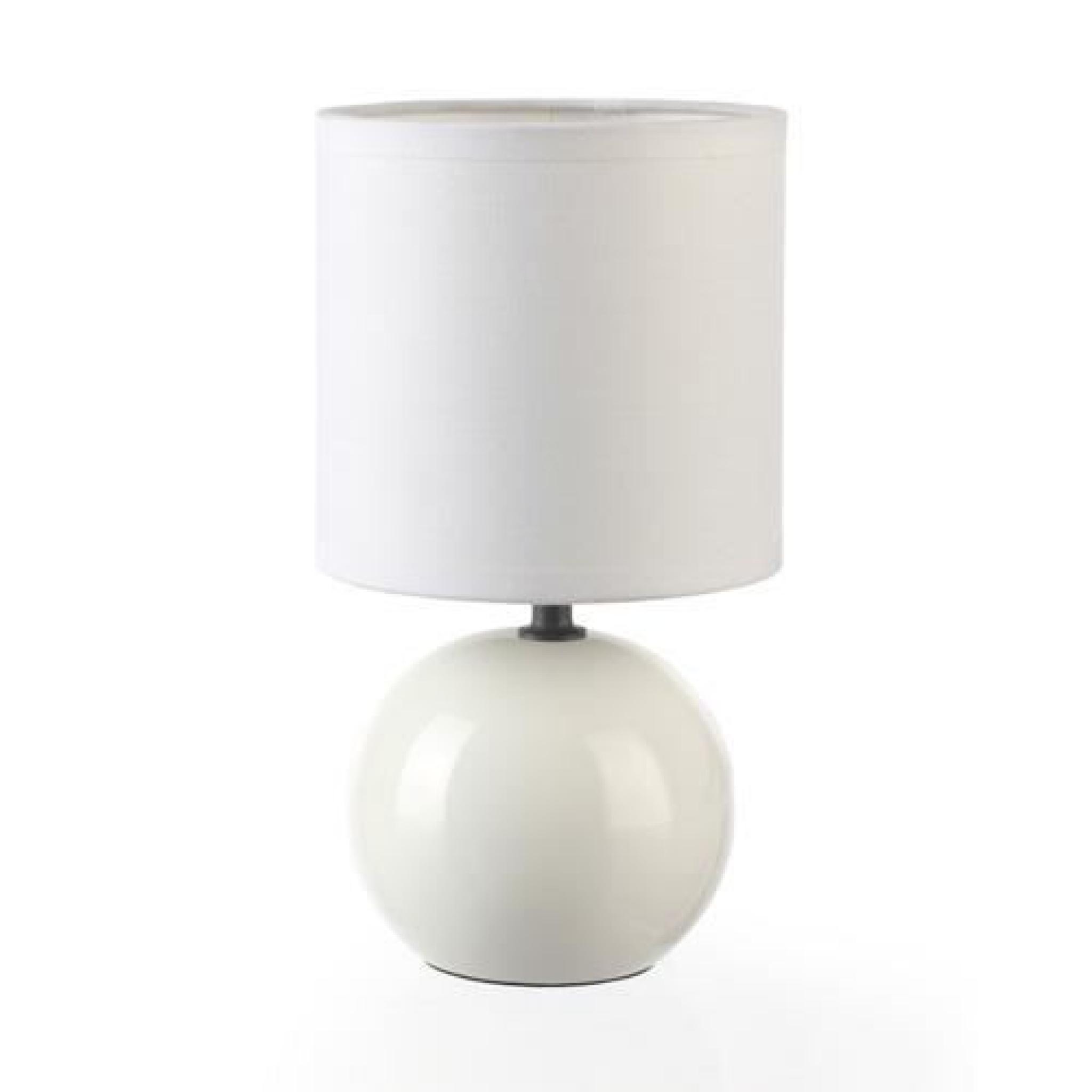 Lampe Boule en céramique - H. 25 cm - Blanc