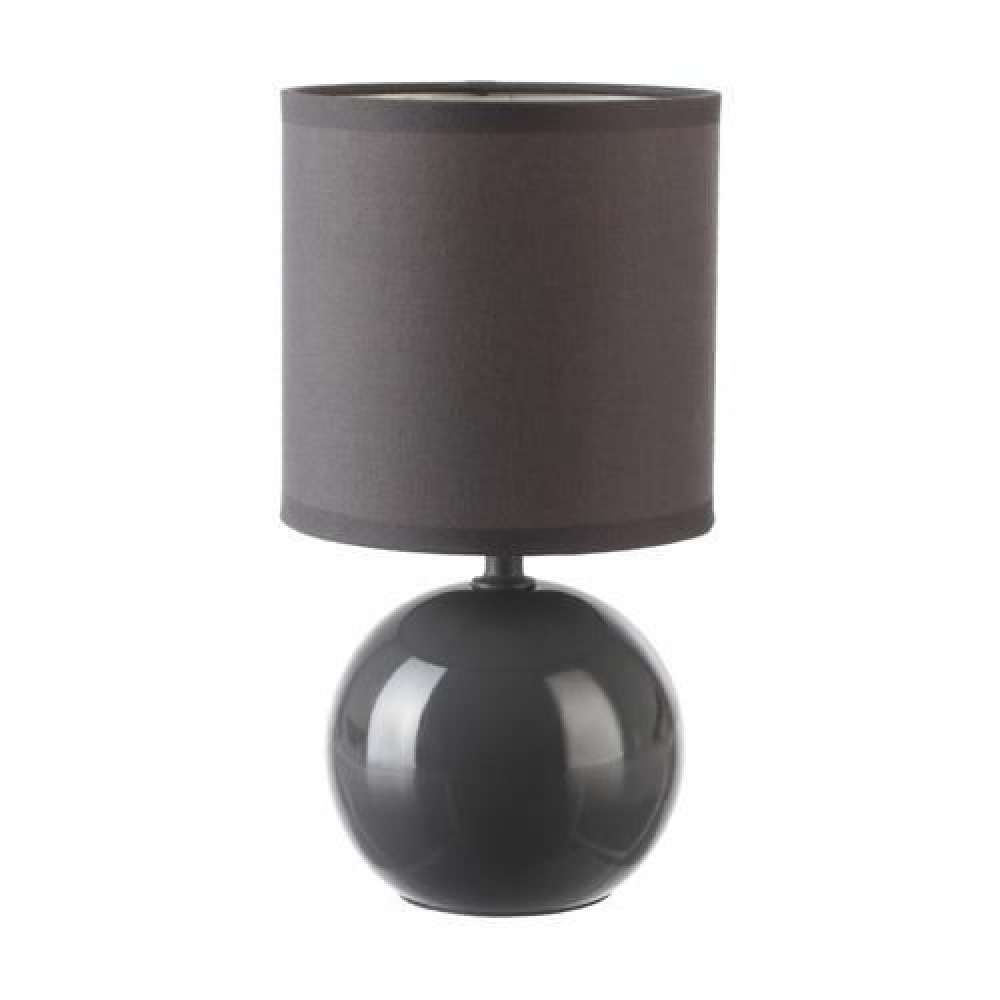 Lampe Boule en céramique - H. 25 cm - Gris