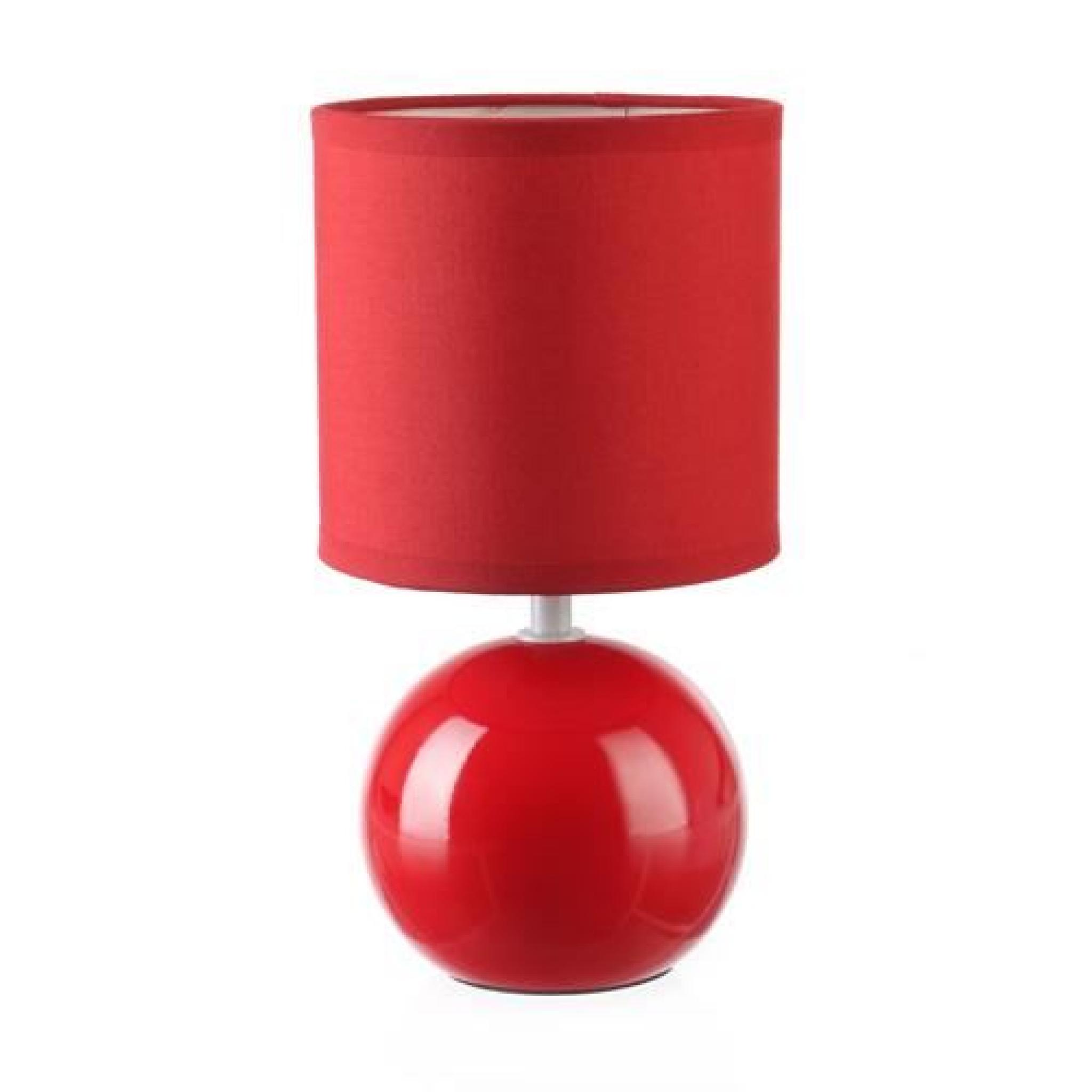 Lampe Boule en céramique - H. 25 cm - Rouge