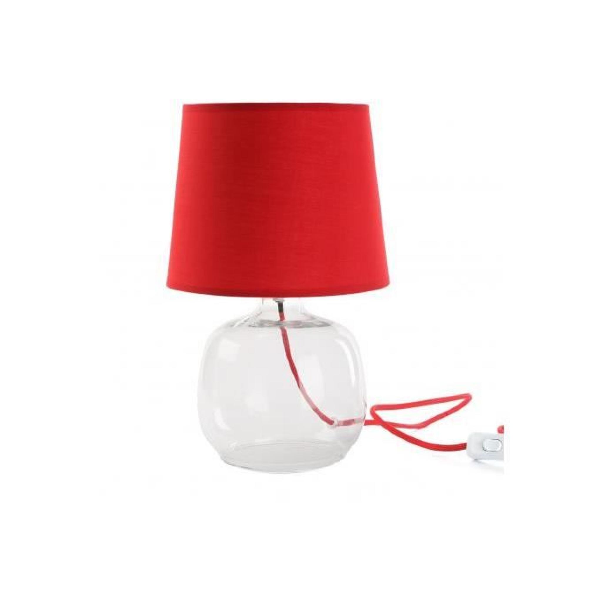 Lampe boule en verre rouge H.36 cm