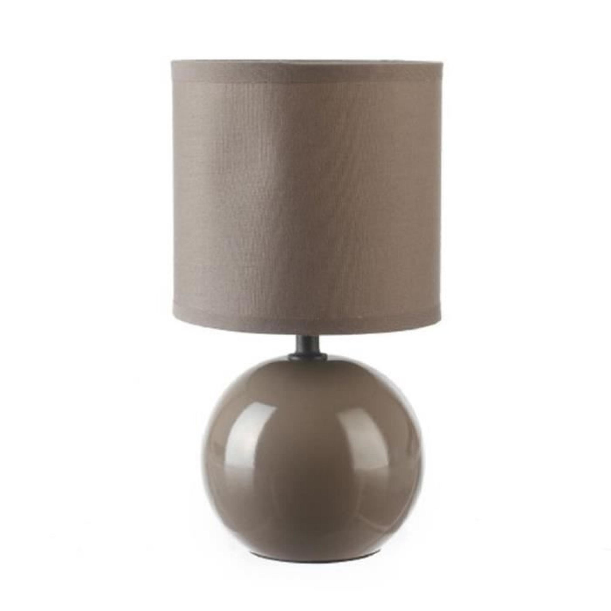 Lampe céramique boule en Taupe, Hauteur 25 cm