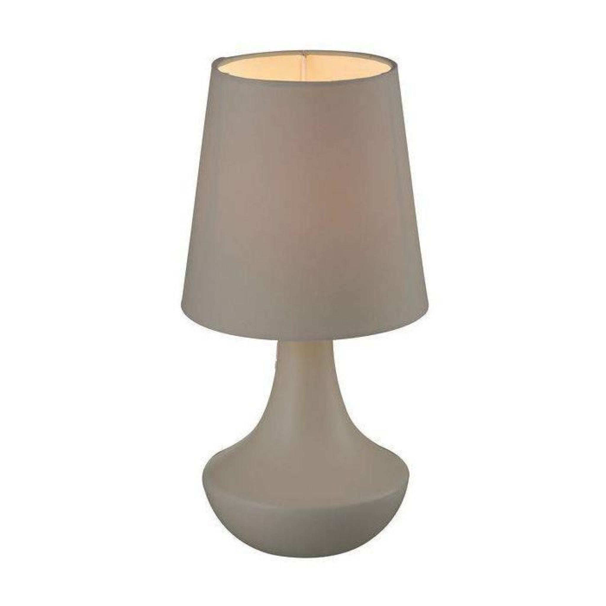 Lampe Céramique, tissu, gris Lena 40W - Boutica-Design pas cher