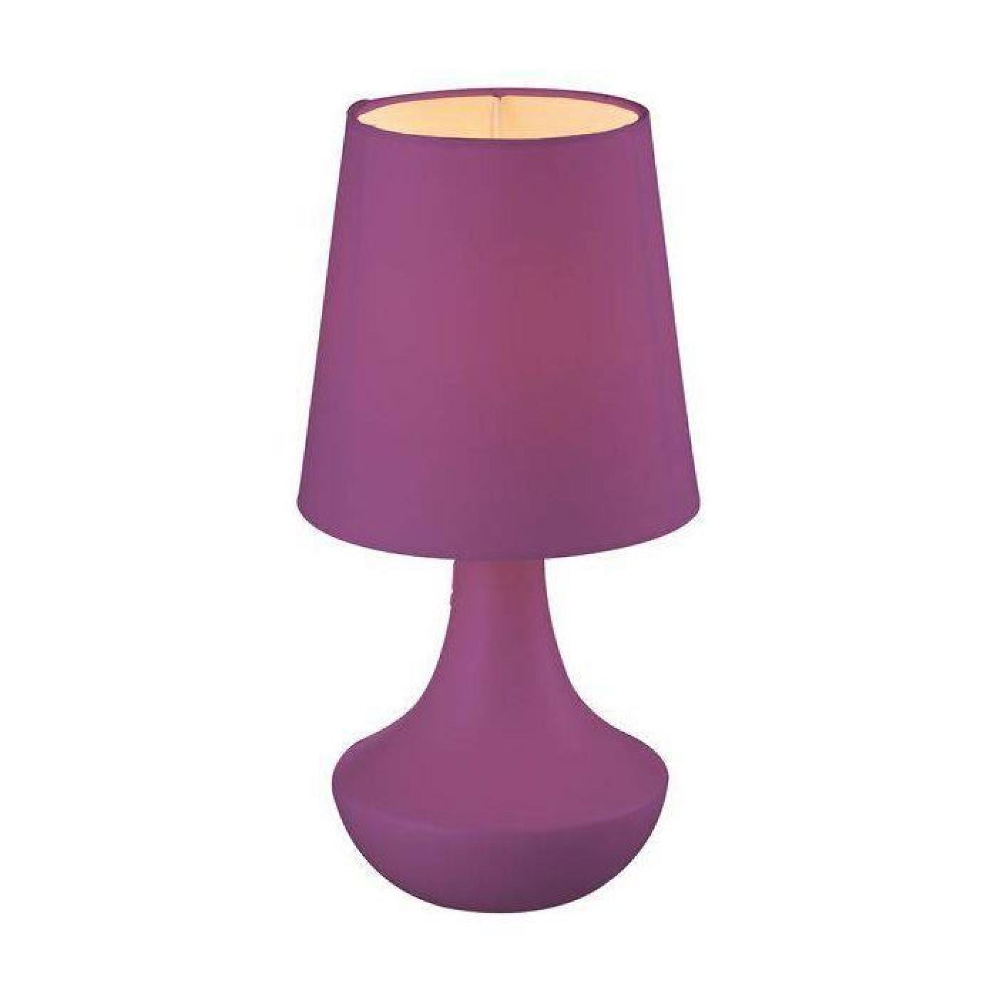 Lampe Céramique, tissu, pourpre Lena 40W - Boutica-Design pas cher