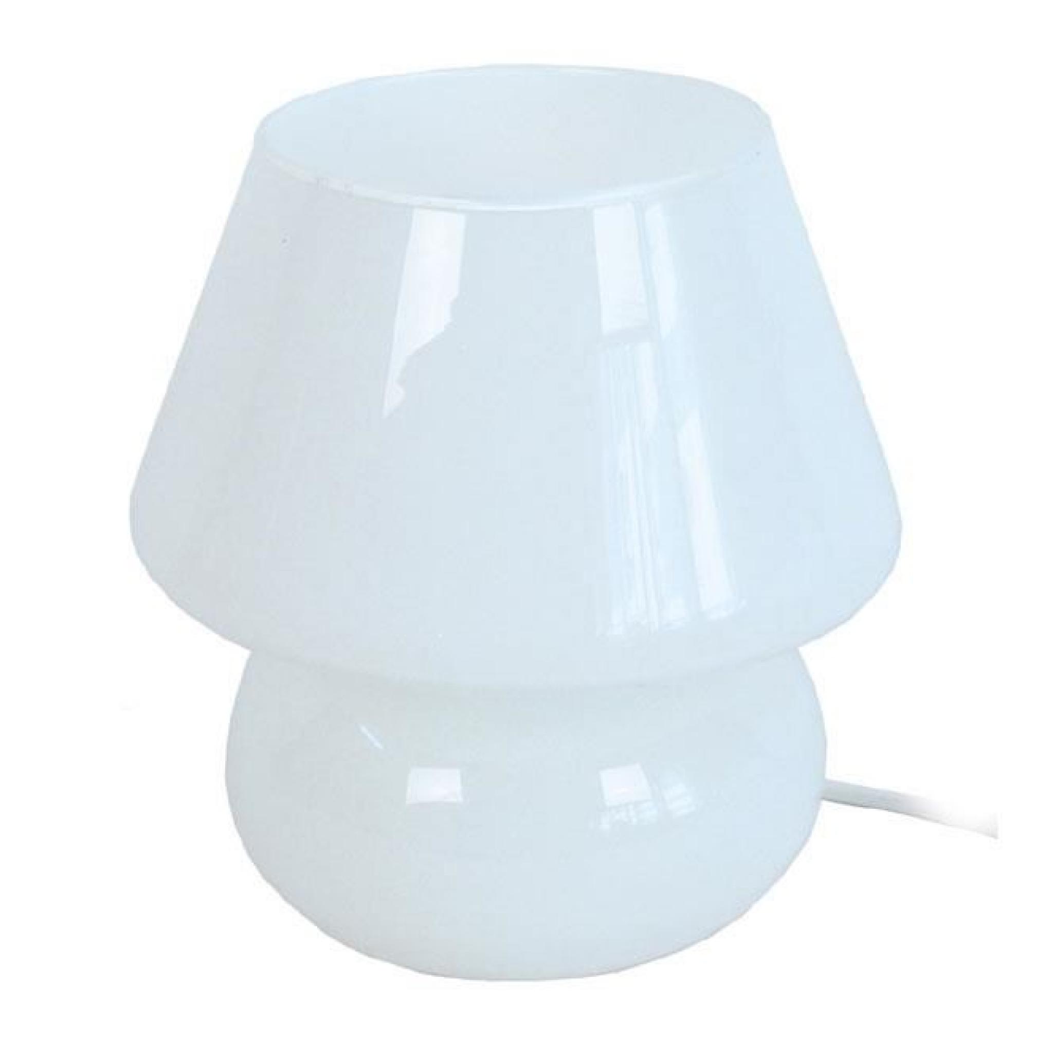 Lampe champignon en verre blanc mat hauteur 16,5cm Champignon-