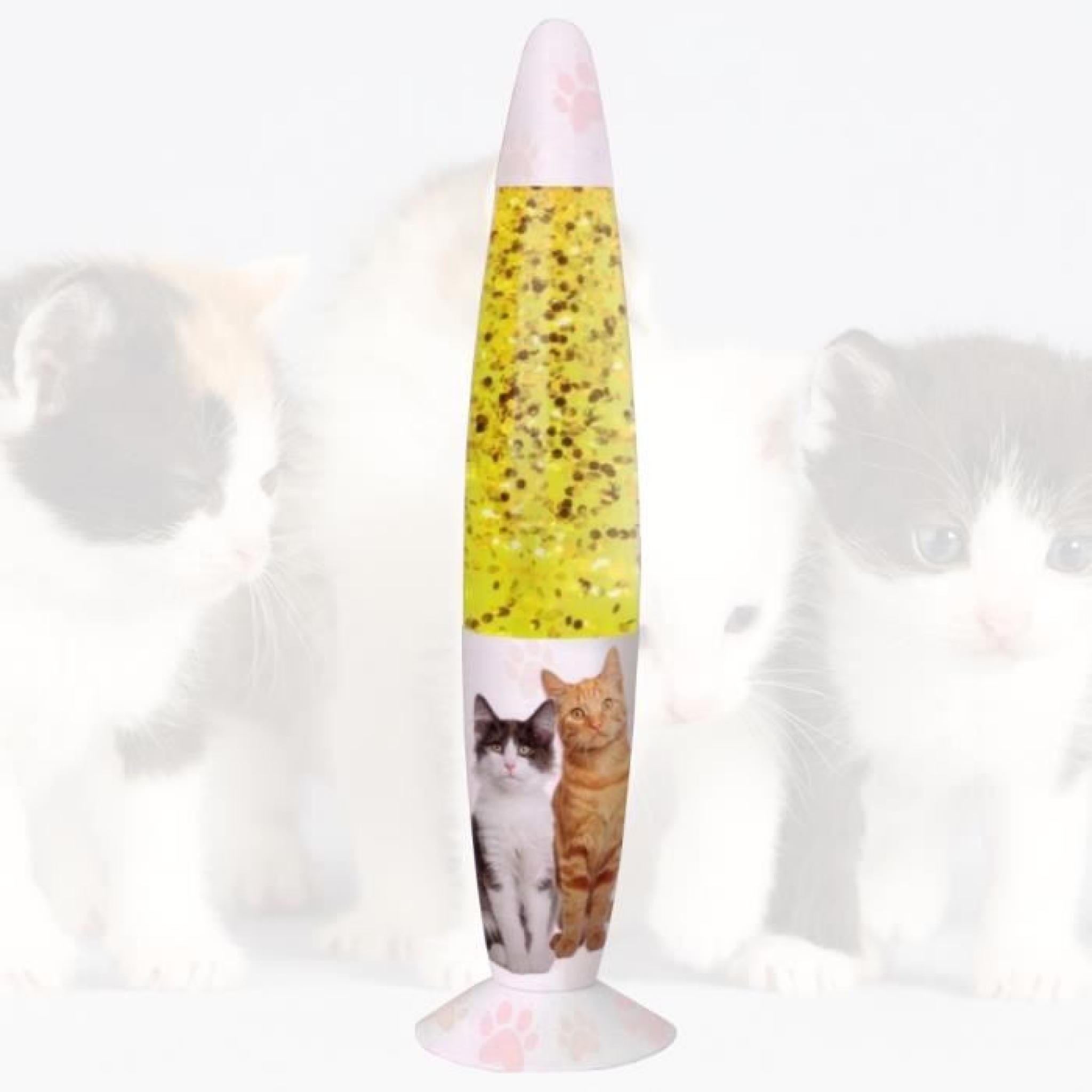 Lampe chats à paillettes jaunes - luminaire déco