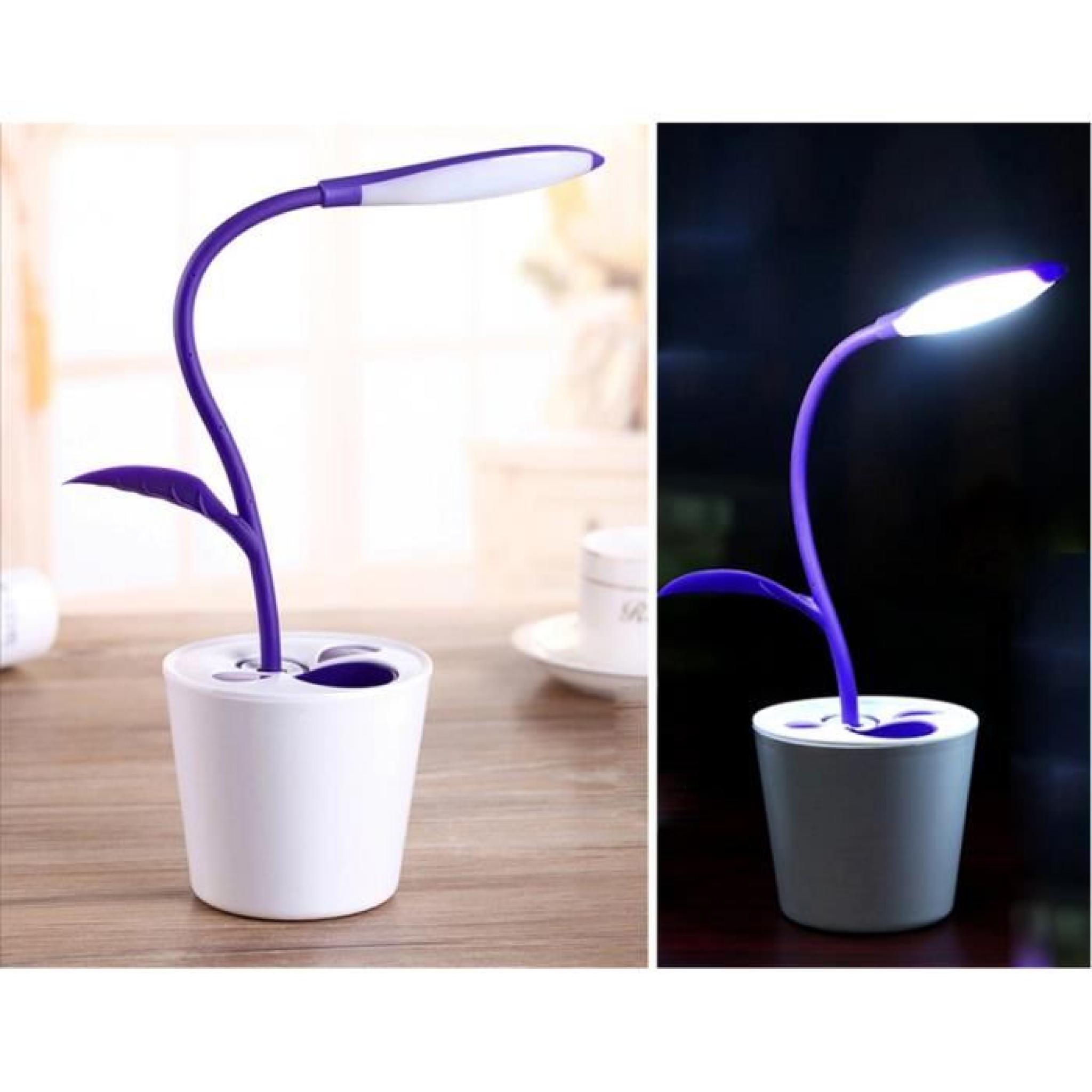 Lampe conteneur de stylo de conception de semis de pois de table des lunettes de protection rechargeable créative (violet )