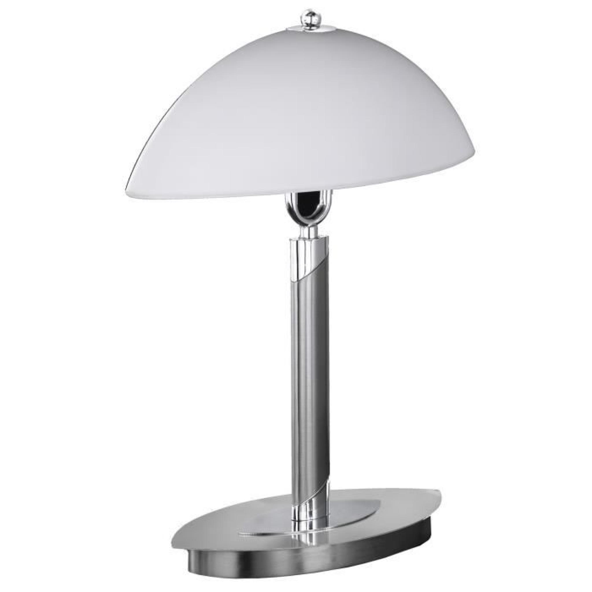 Lampe coupole 2 lumières tactile à base ovale nickel et verre hauteur 39 cm EMPIRE-