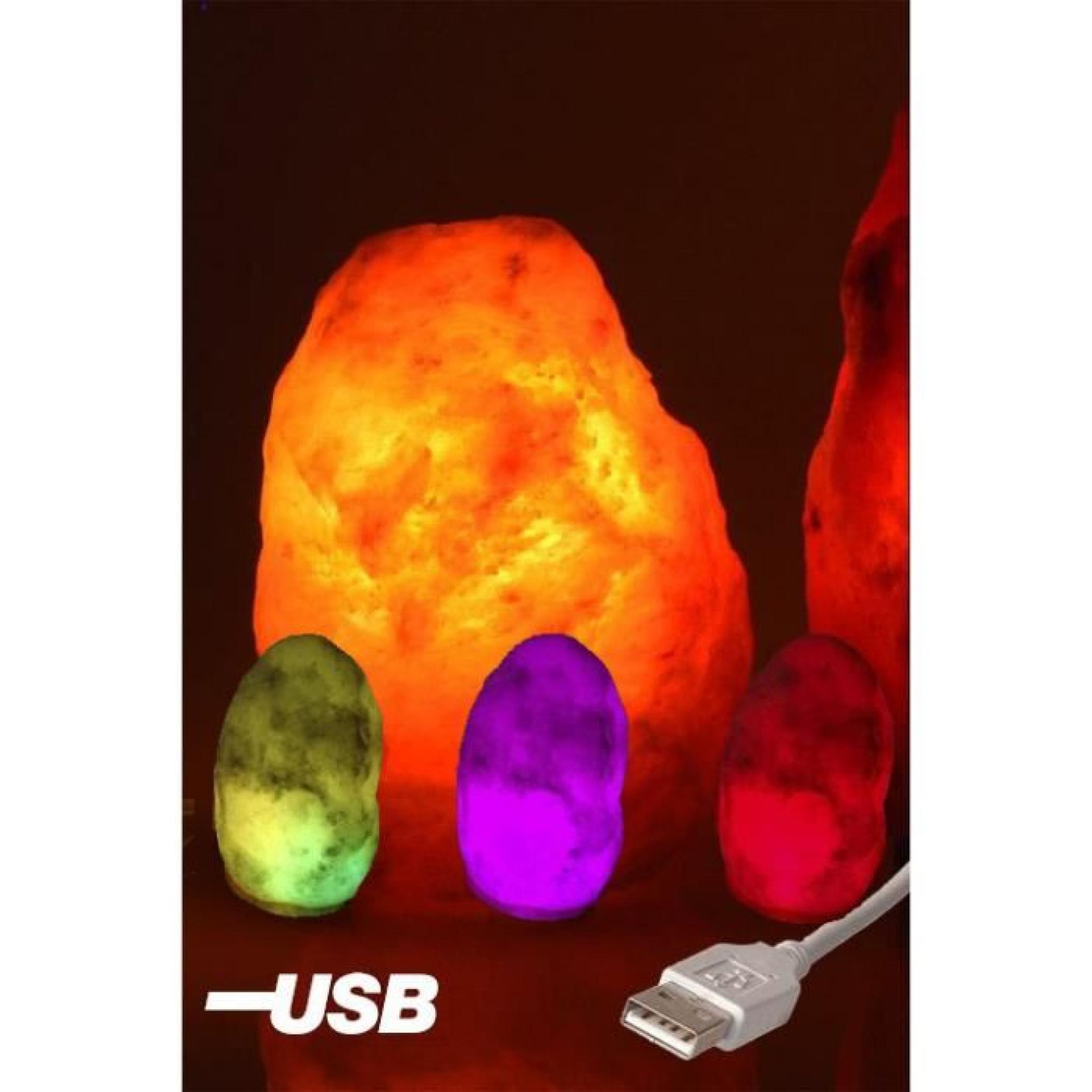 LAMPE CRISTAL DE SEL USB MULTI COULEUR 0.5-1 KG