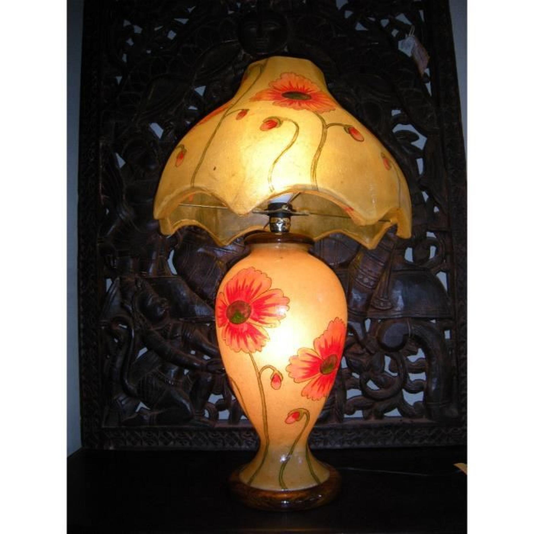 Lampe cuir de chameau - coquelicot (G)
