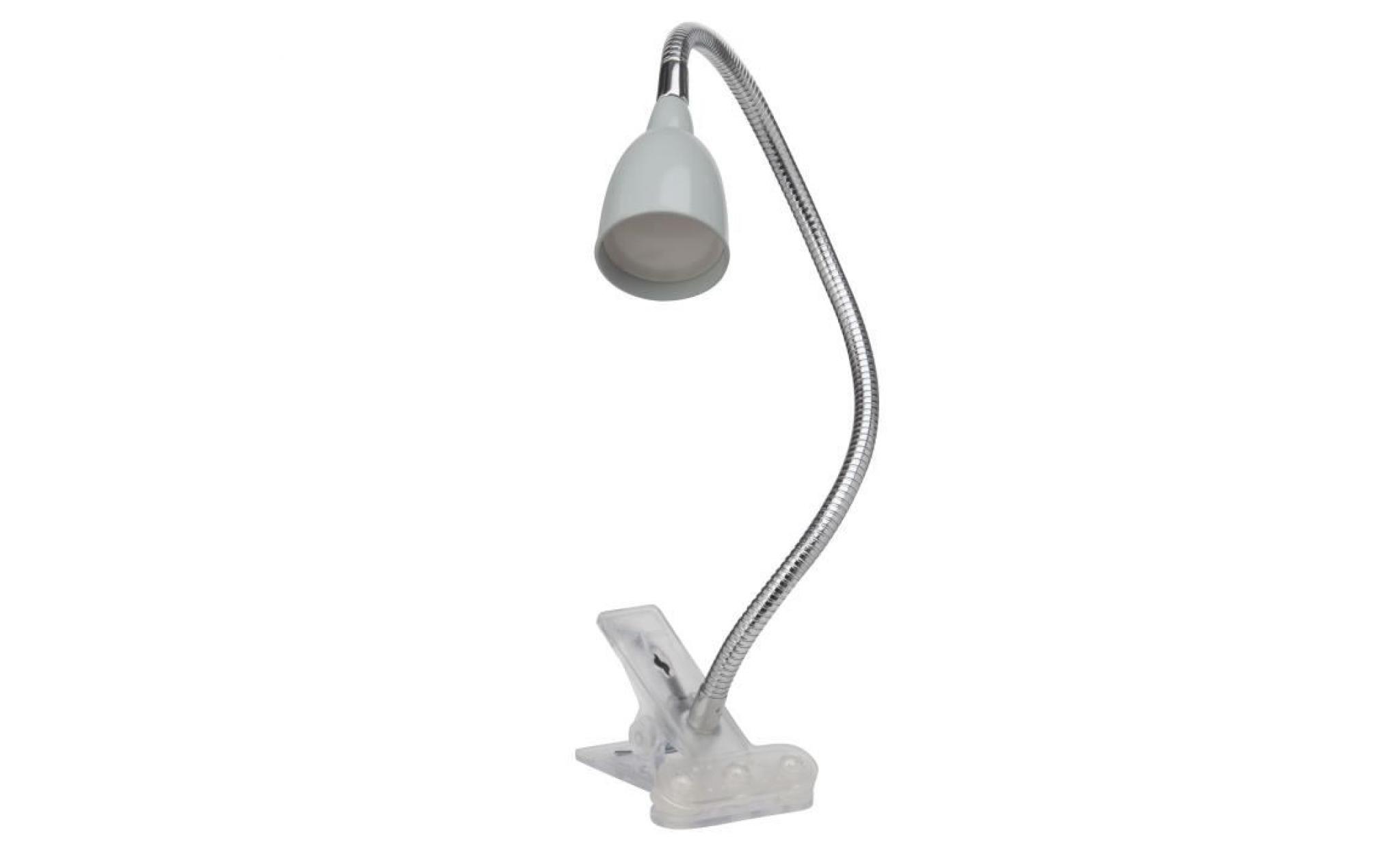 brilliant lampe pince anthony led hauteur 38 cm 2,5w acier et blanc