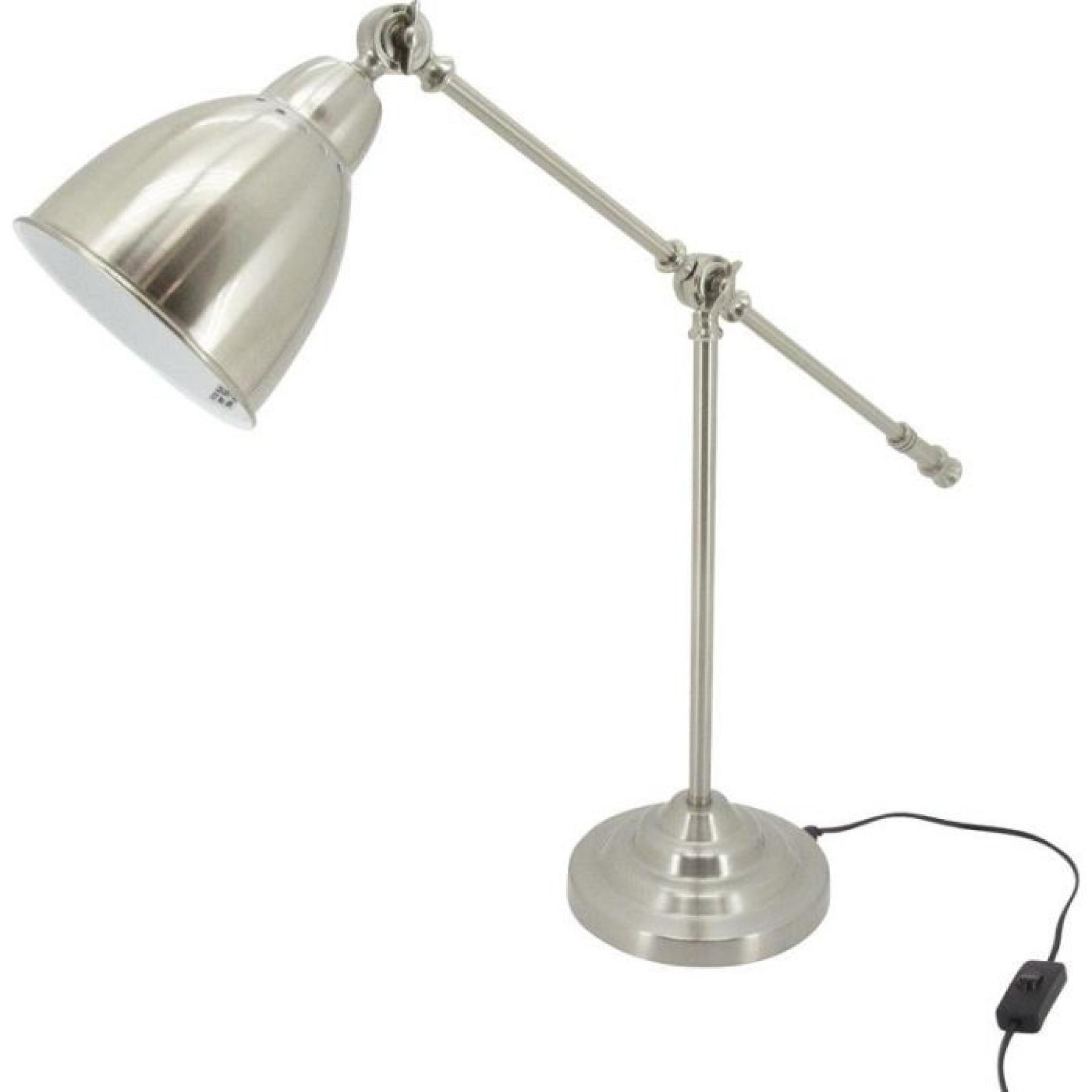 Lampe de bureau en acier brossé 17.5x57cm