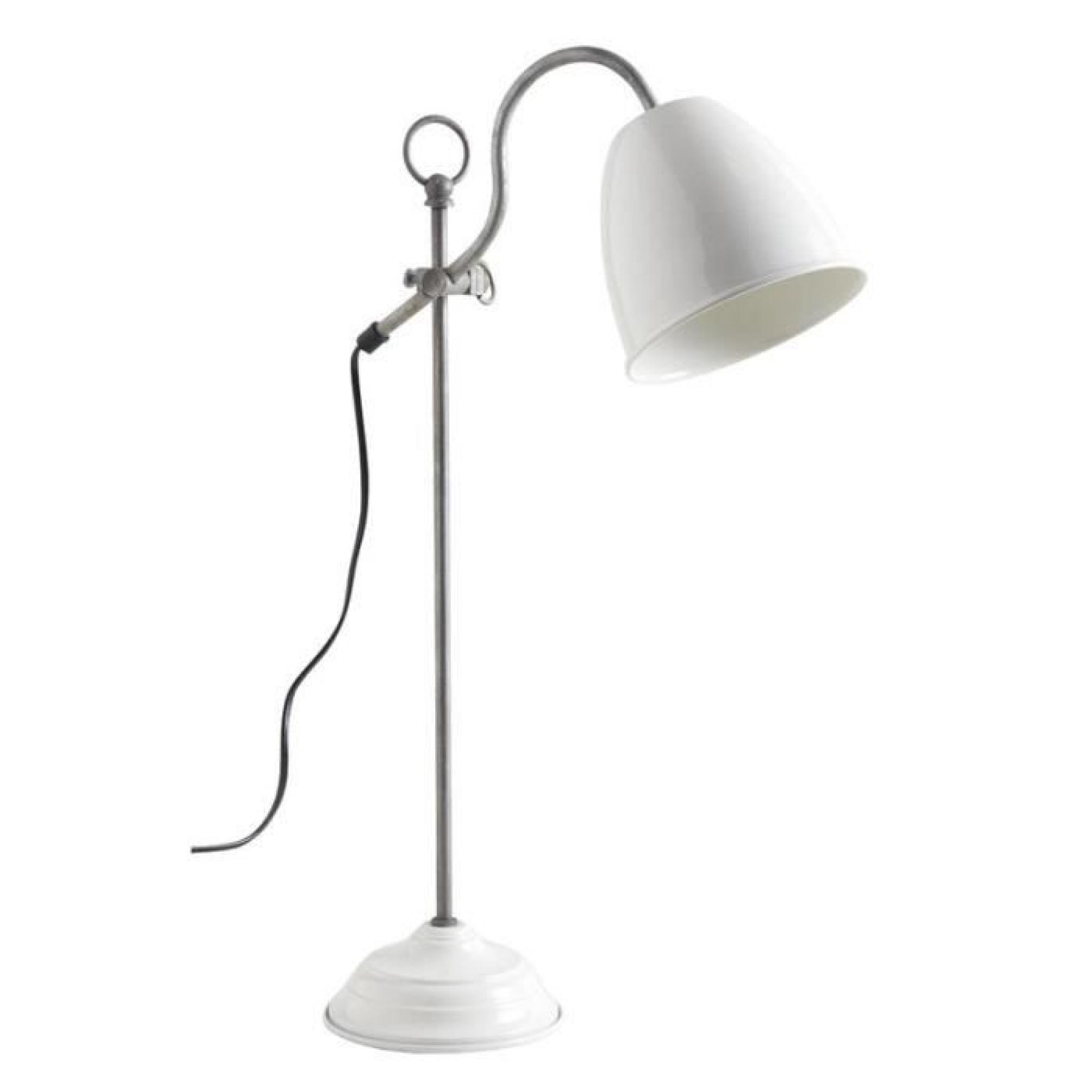 Lampe de bureau en métal laqué blanc