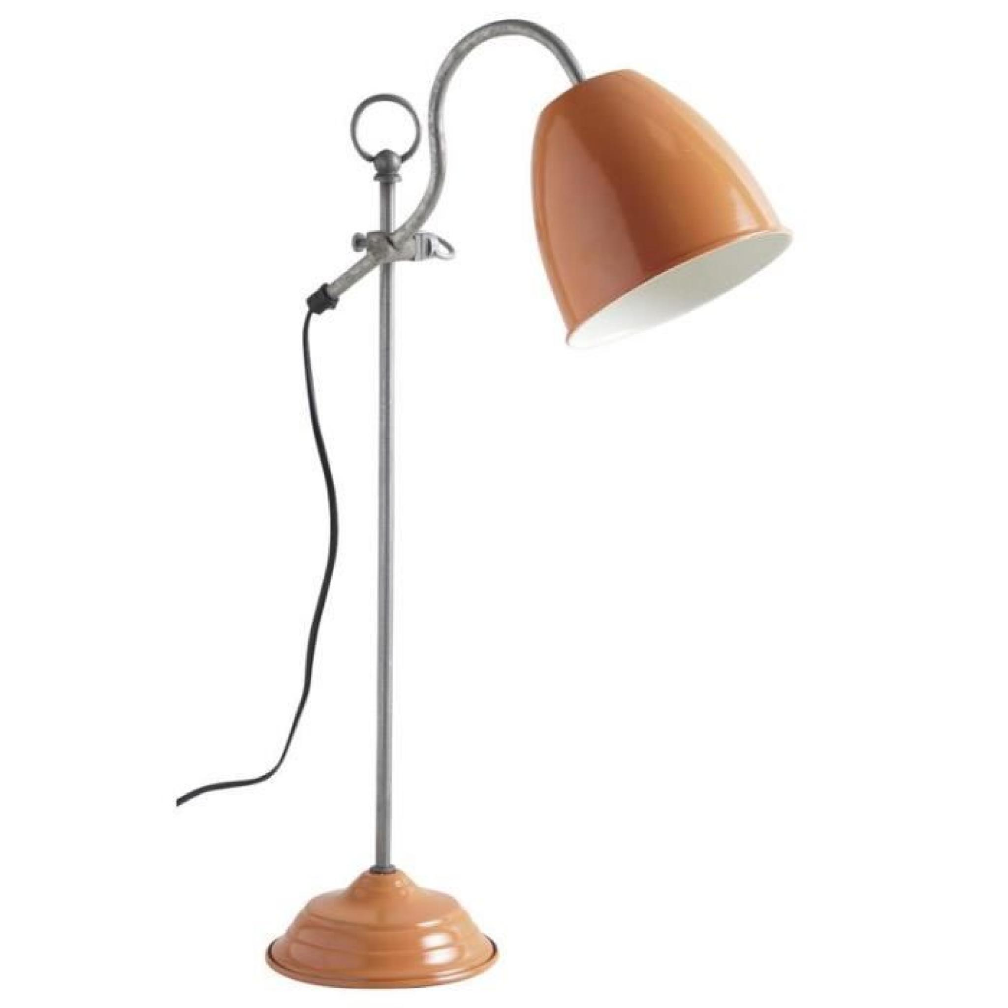 Lampe de bureau en métal laqué orange 