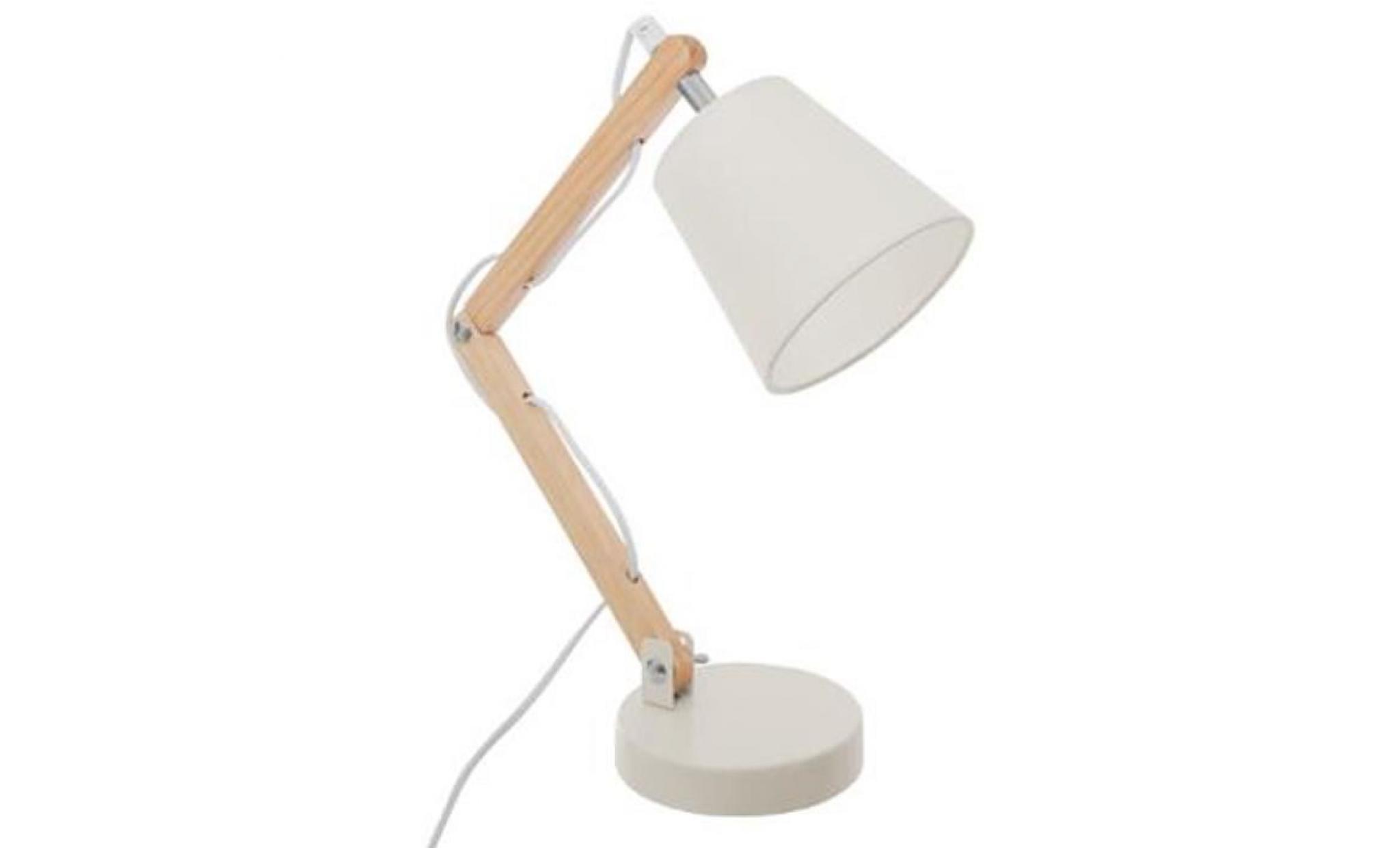 lampe de bureau enfant en bois coloris blanc   dim : l.32 x l.12,5 x h.36 cm