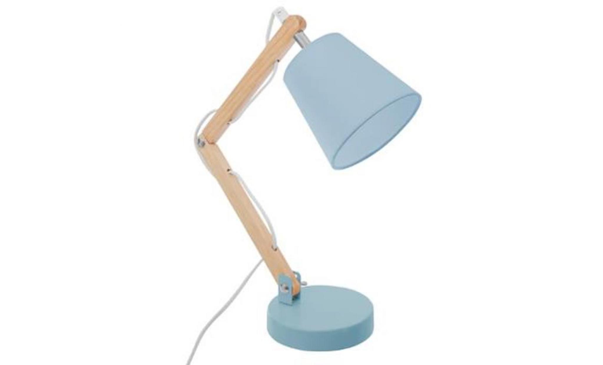 lampe de bureau enfant en bois coloris bleu   dim : l.32 x l.12,5 x h.36 cm