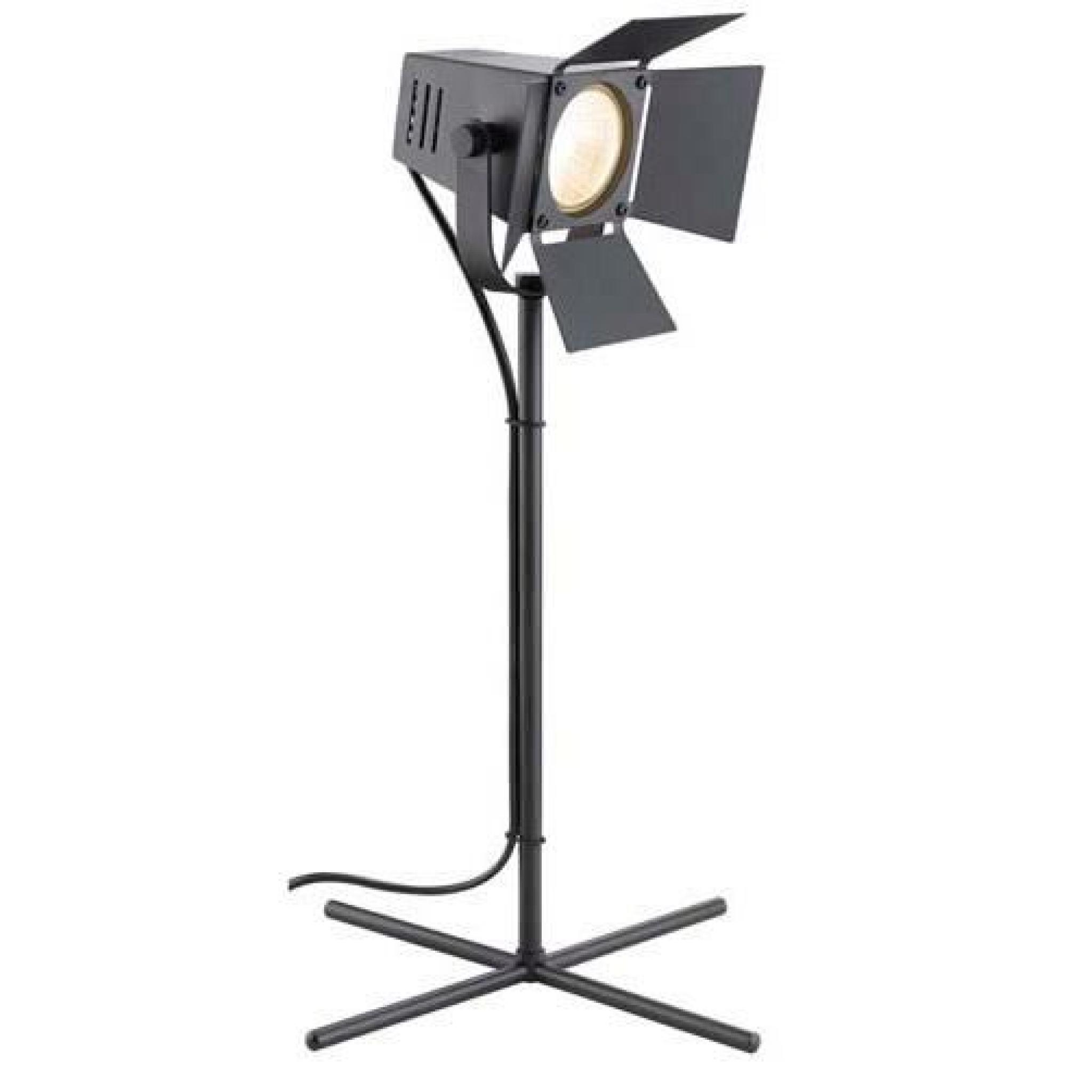 Lampe de bureau forme projecteur en métal noir hauteur 39cm Movie-