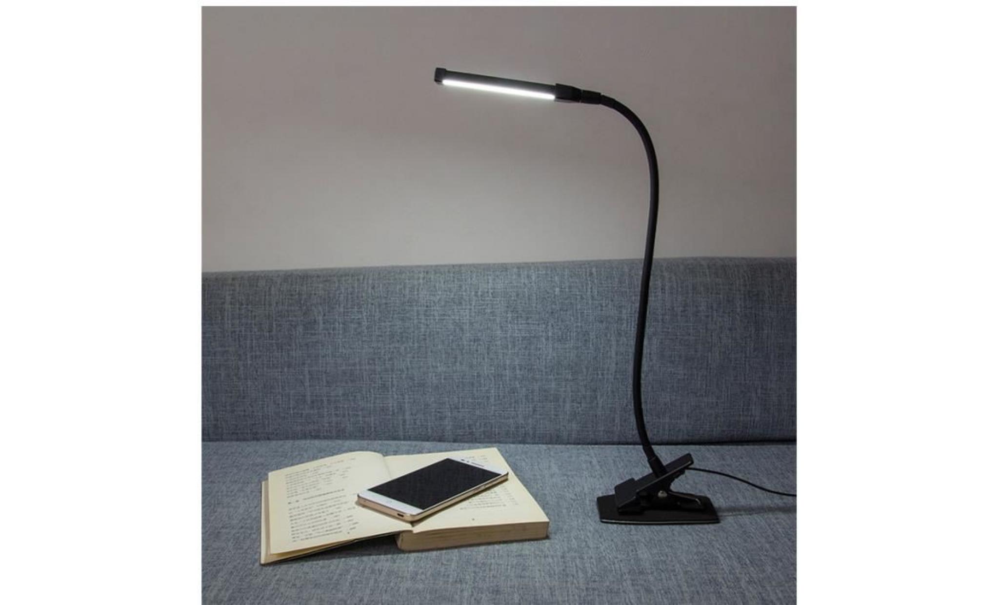 lampe de bureau, lampe de table led, 3 niveaux de luminosité réglable, cou flexible 360°;4w;noir