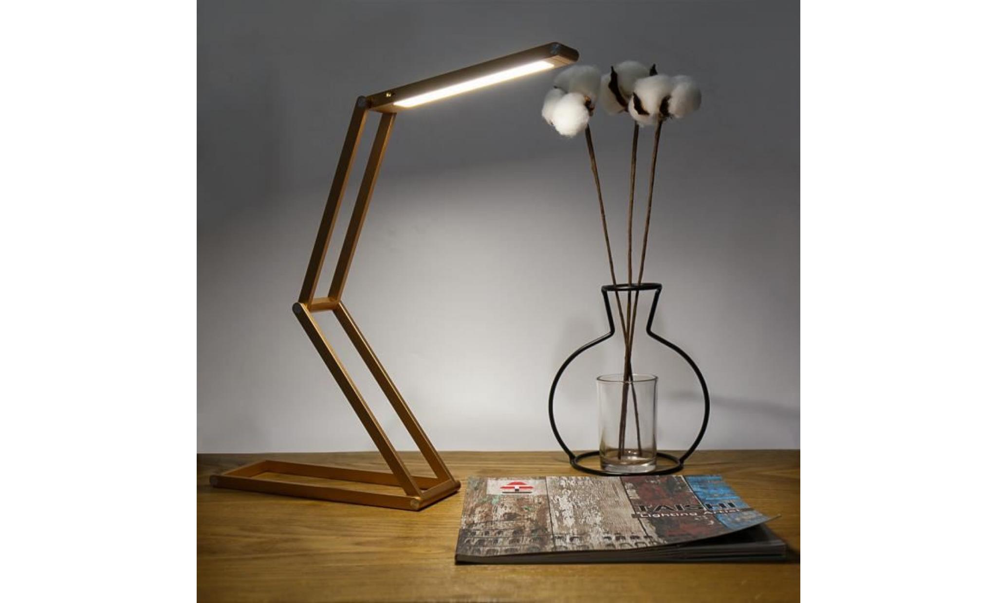 lampe de bureau led 3w tactile aluminium pliage 20cm rechargeable lampe à poser portable lampe de chevet dimmable 2 fichiers   or