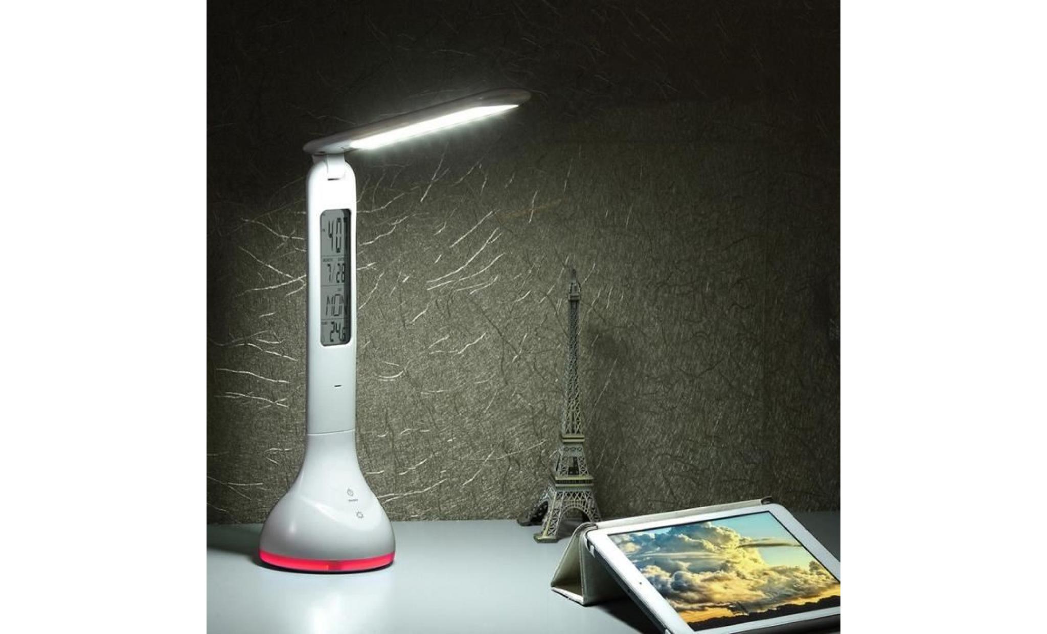 lampe de bureau led   lampe de table   lampe de chevet   tactile avec horloge calendrier