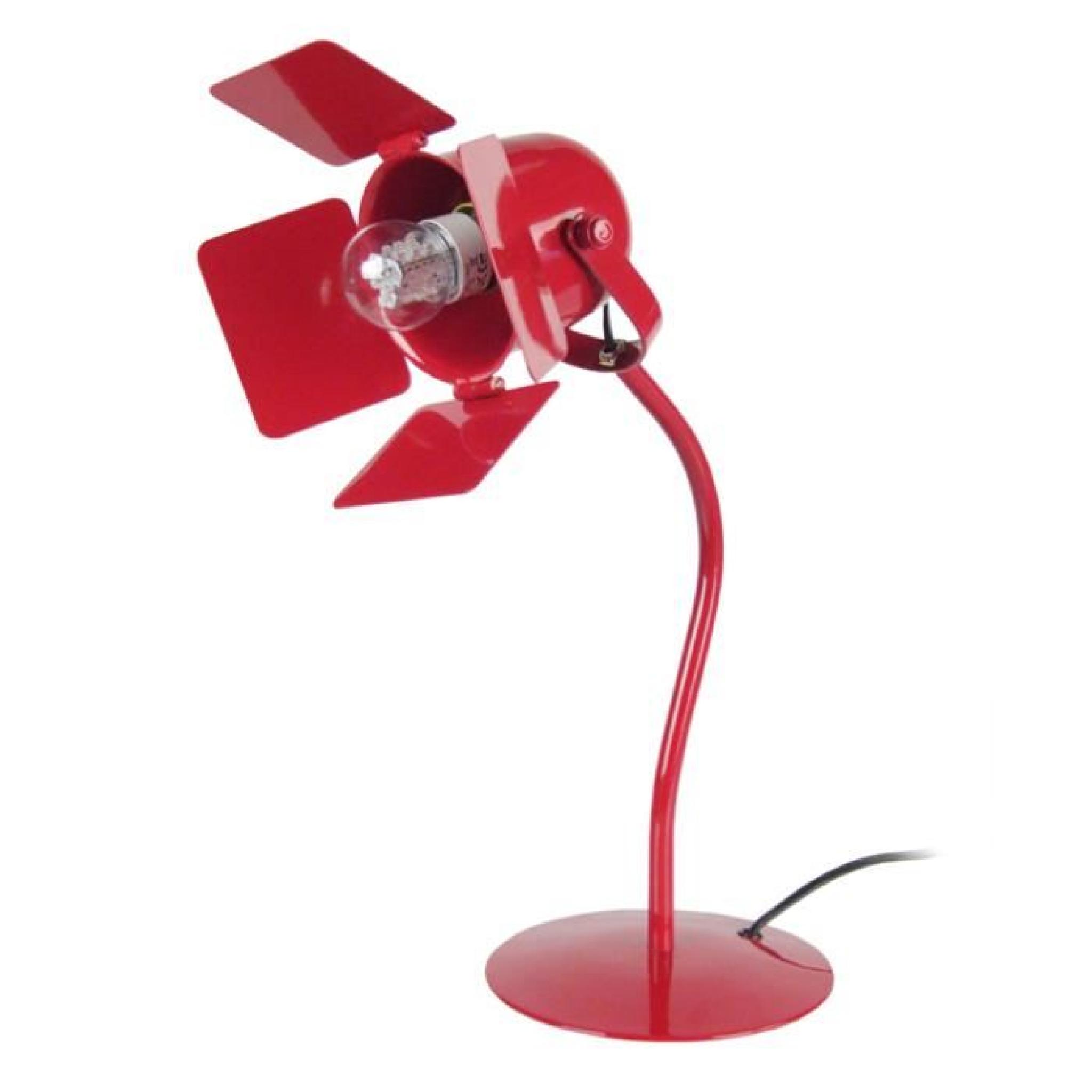 Lampe de bureau spot en métal avec rabats hauteur 42cm Abbas-Rouge